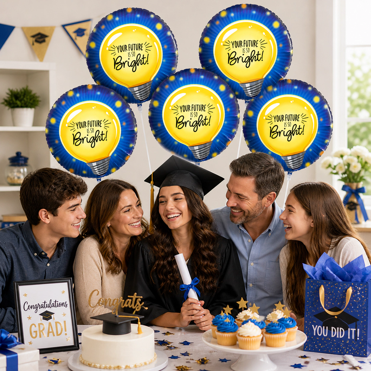 LoonBalloon Graduation "Your Future Is So Bright" Foil Balloon 5-Pack