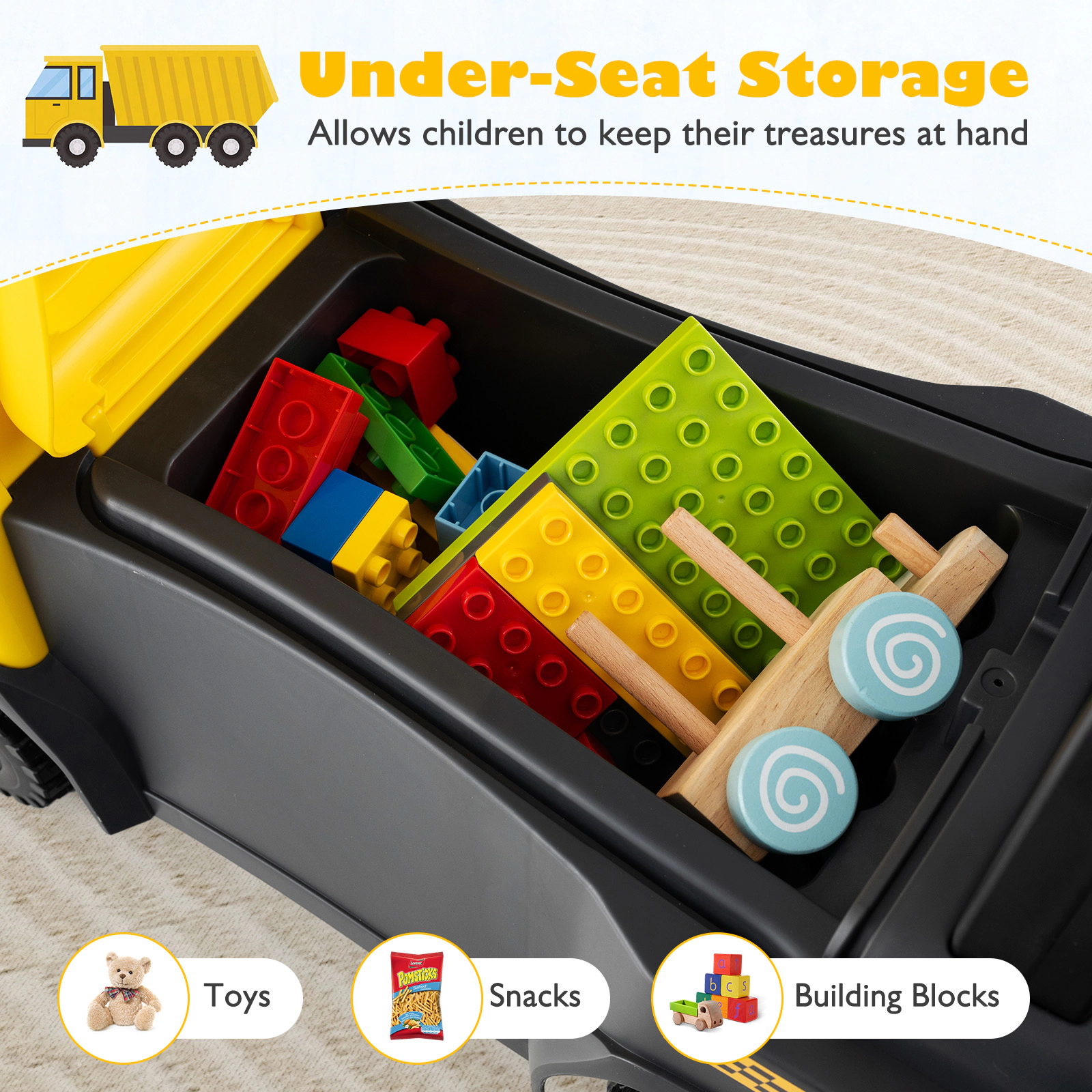 SUGIFT 2-in-1 Ride On Push Car Licensed SCANIA Truck Toy 51-lb Capacity Ages 18 Months And Up Yellow