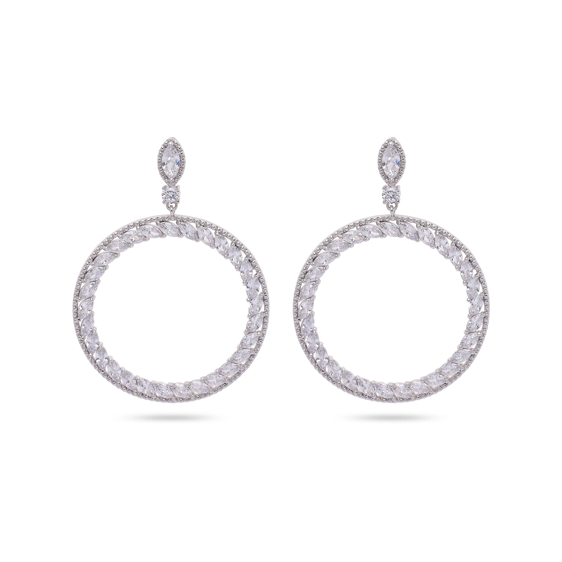 AGP PARIS Womens Dazzling Hoop Drop Earrings