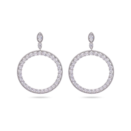 AGP PARIS Womens Dazzling Hoop Drop Earrings