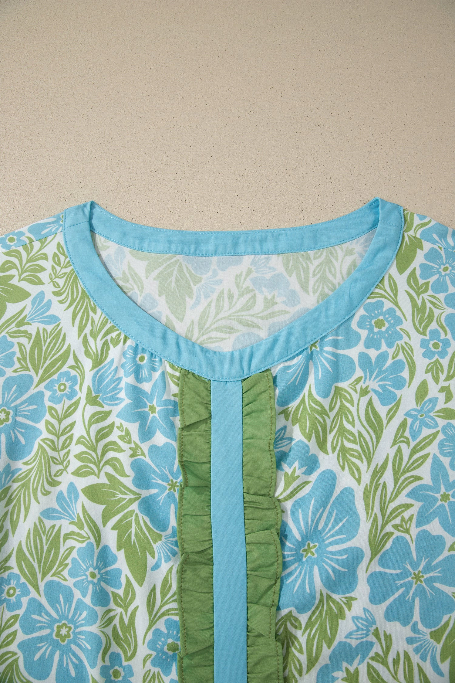 Threaded Pear Waverly Trim Half Sleeve Blouse