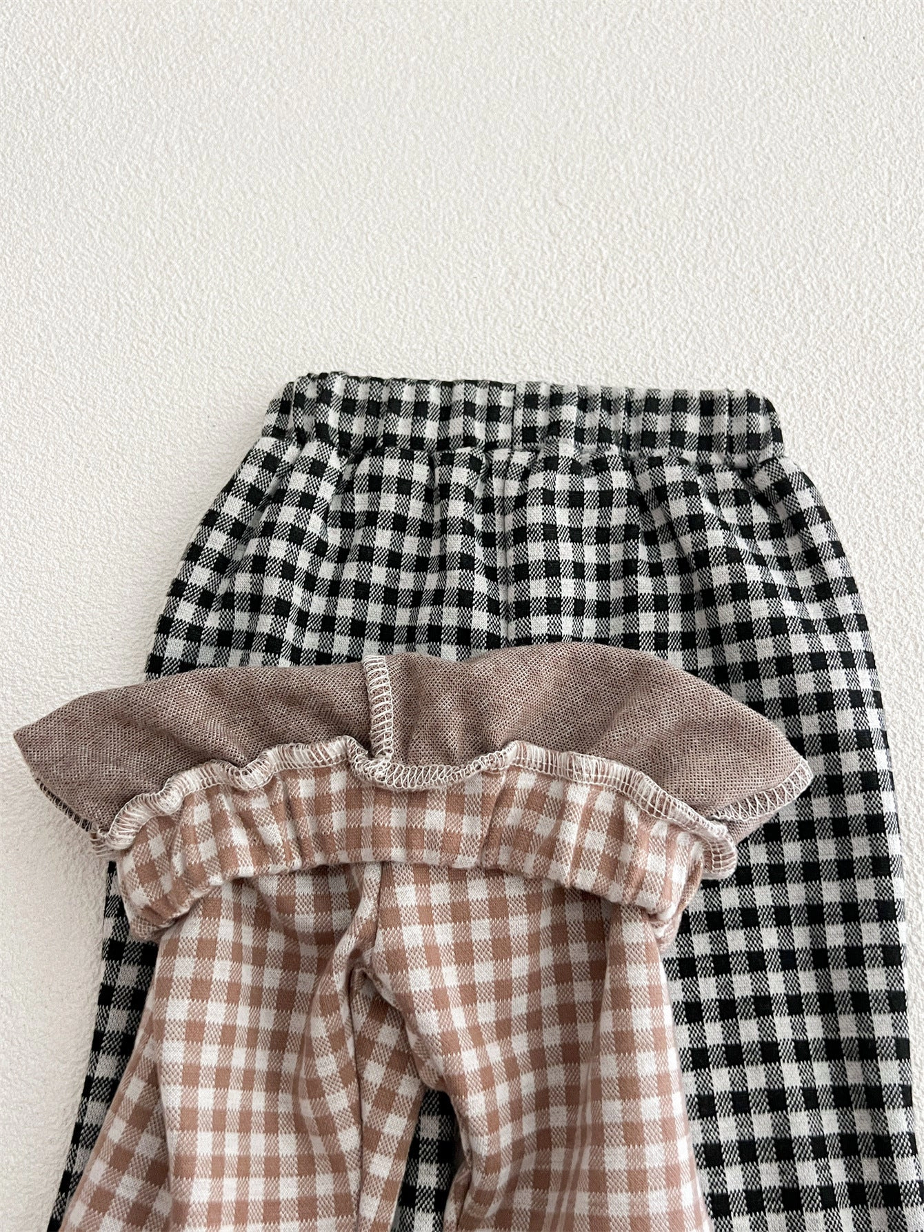 MyKids-USA Arrival Autumn Baby Kids Girls Cheap Plaid Trousers Pants with Lace Trim
