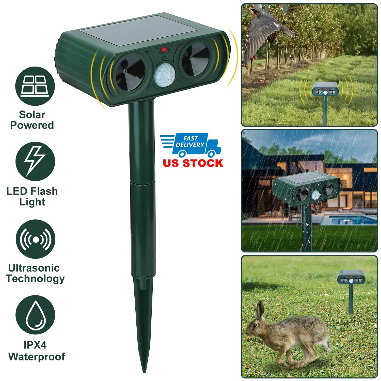 GBruno Solar Ultrasonic Animal Repeller