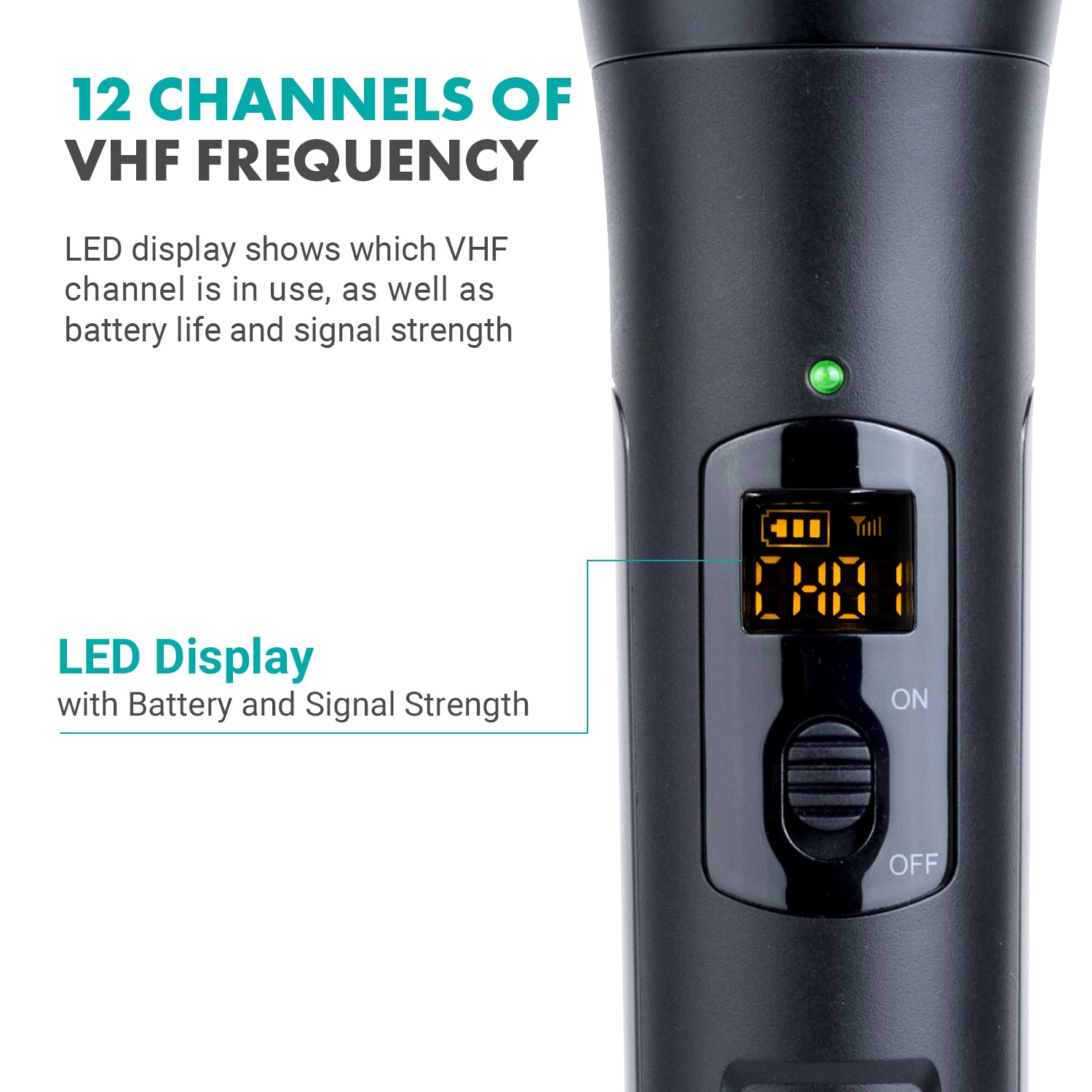 Movo WMX-7-TH+RX Handheld Wireless Microphone System - Omnidirectional Microphone with Built-in VHF Transmitter