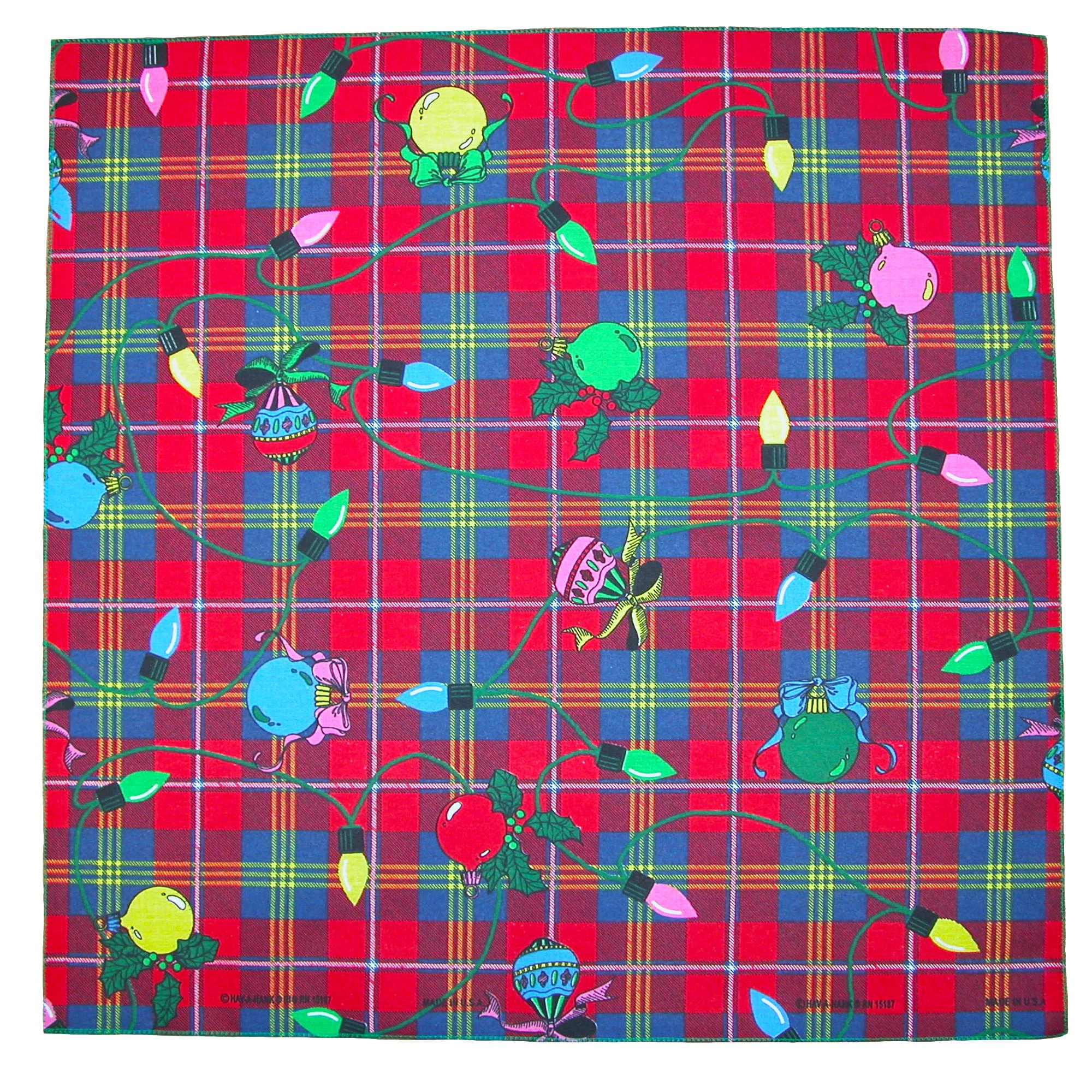 CTM Plaid Christmas Lights Holiday Bandana