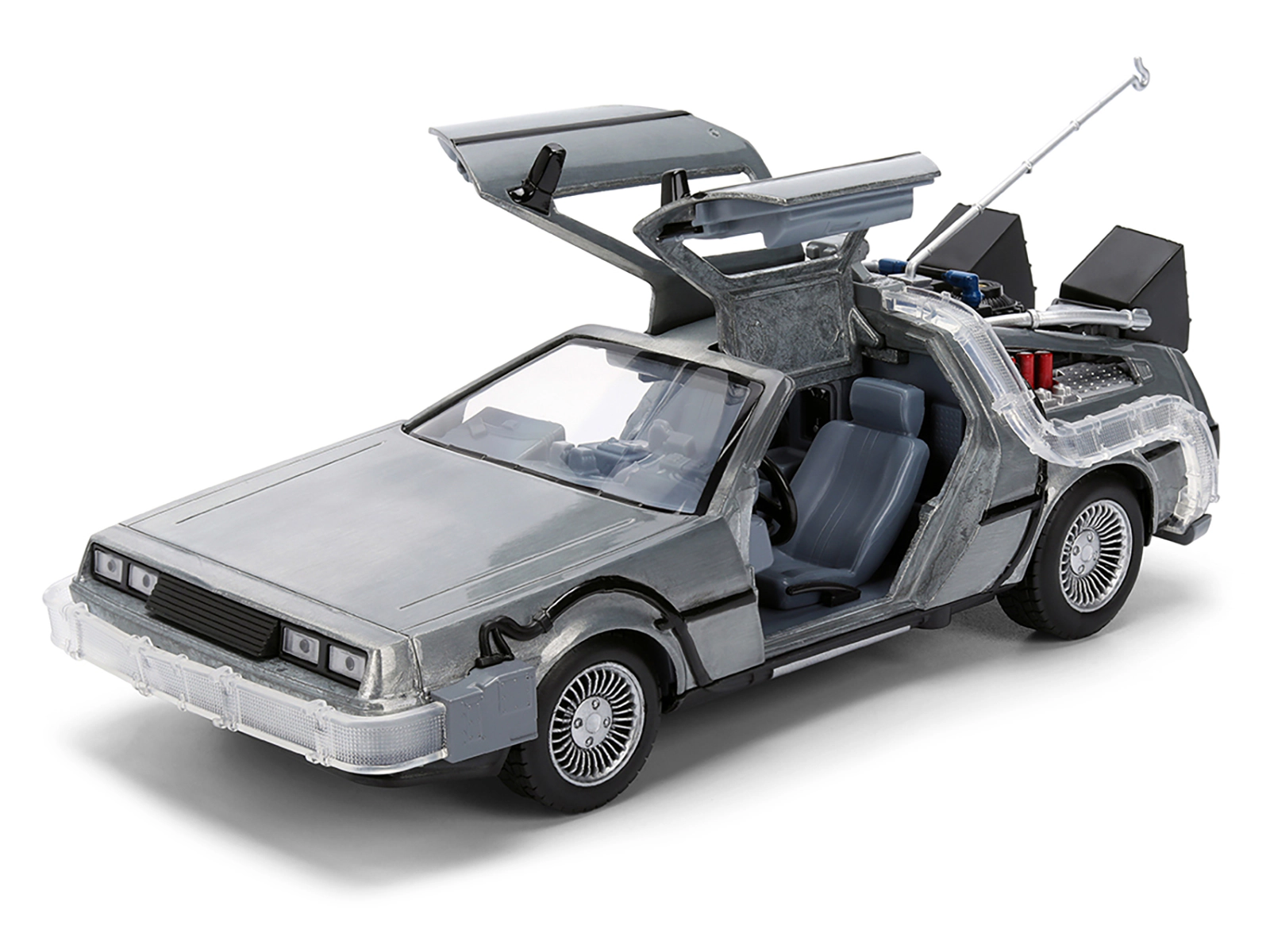 Jada DeLorean Brushed Metal Time Machine with Lights "Back to the Future" (1985) Movie "40th Anniversary"