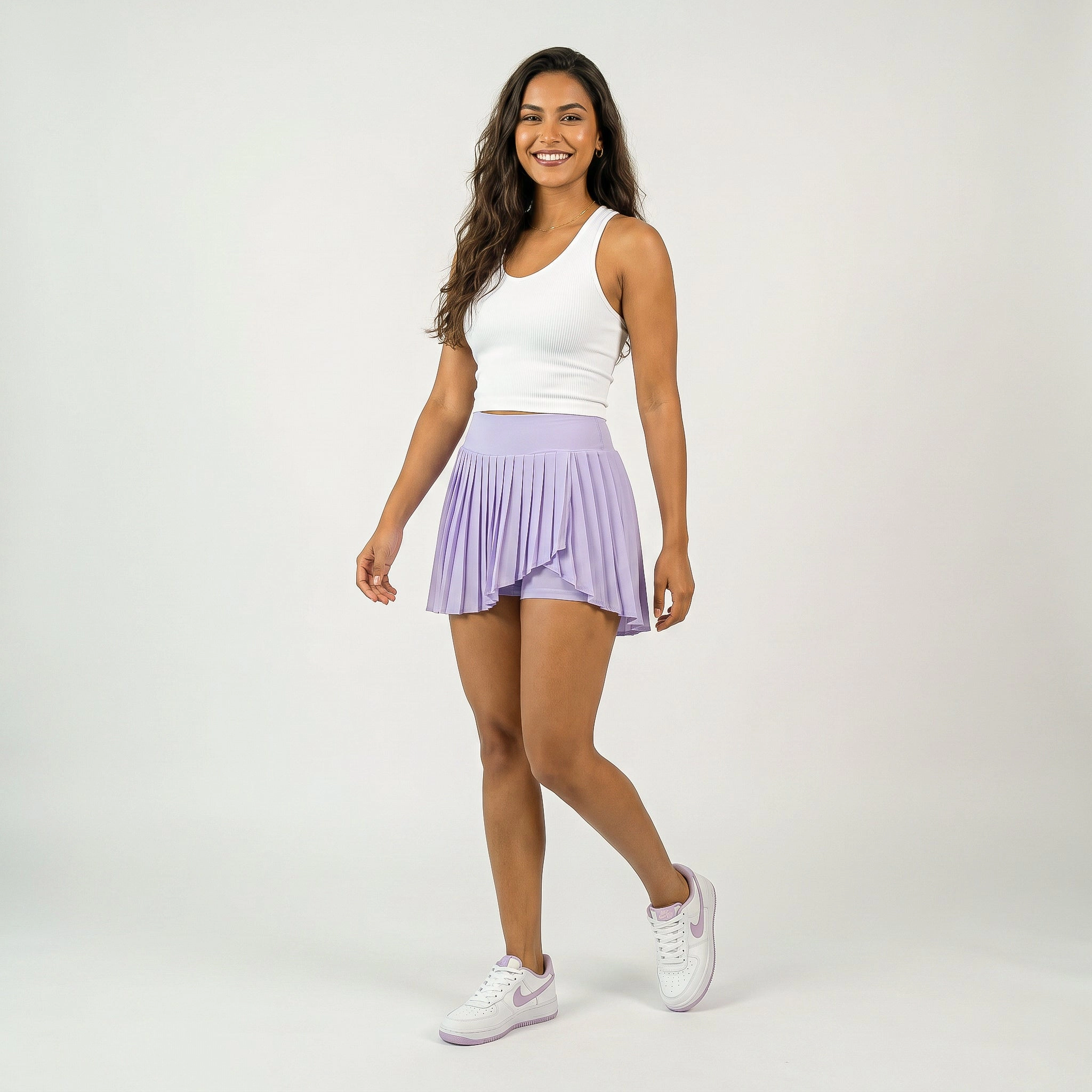 Anna-Kaci Womens Pleated High Waist Athletic Skort with Built-in Shorts