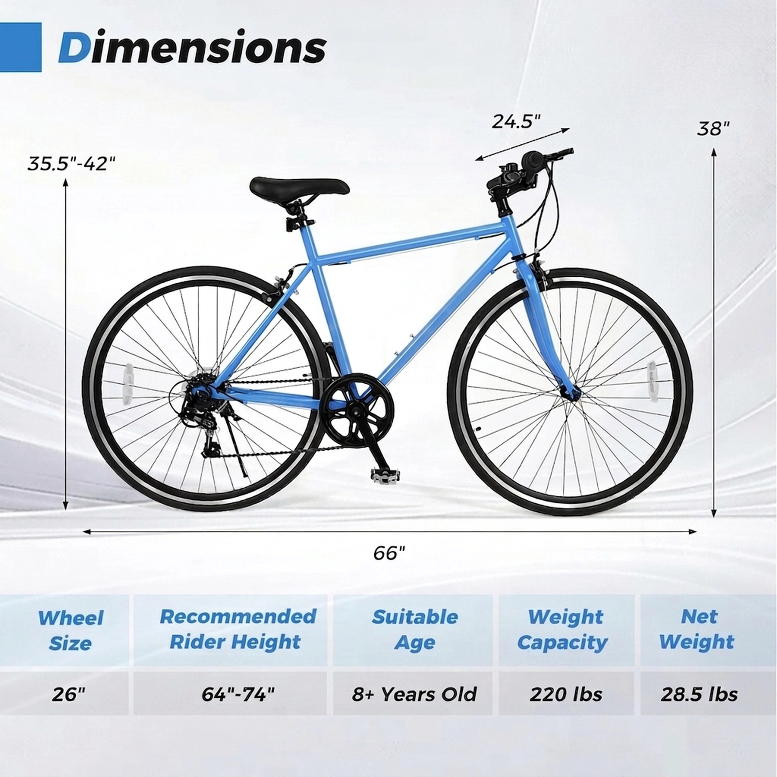 26-in Mountain Bike with 6-Speed Shifter Dual Hand Brakes and All-Terrain Tires for Rider Height 64-in to 74-in Bicycle