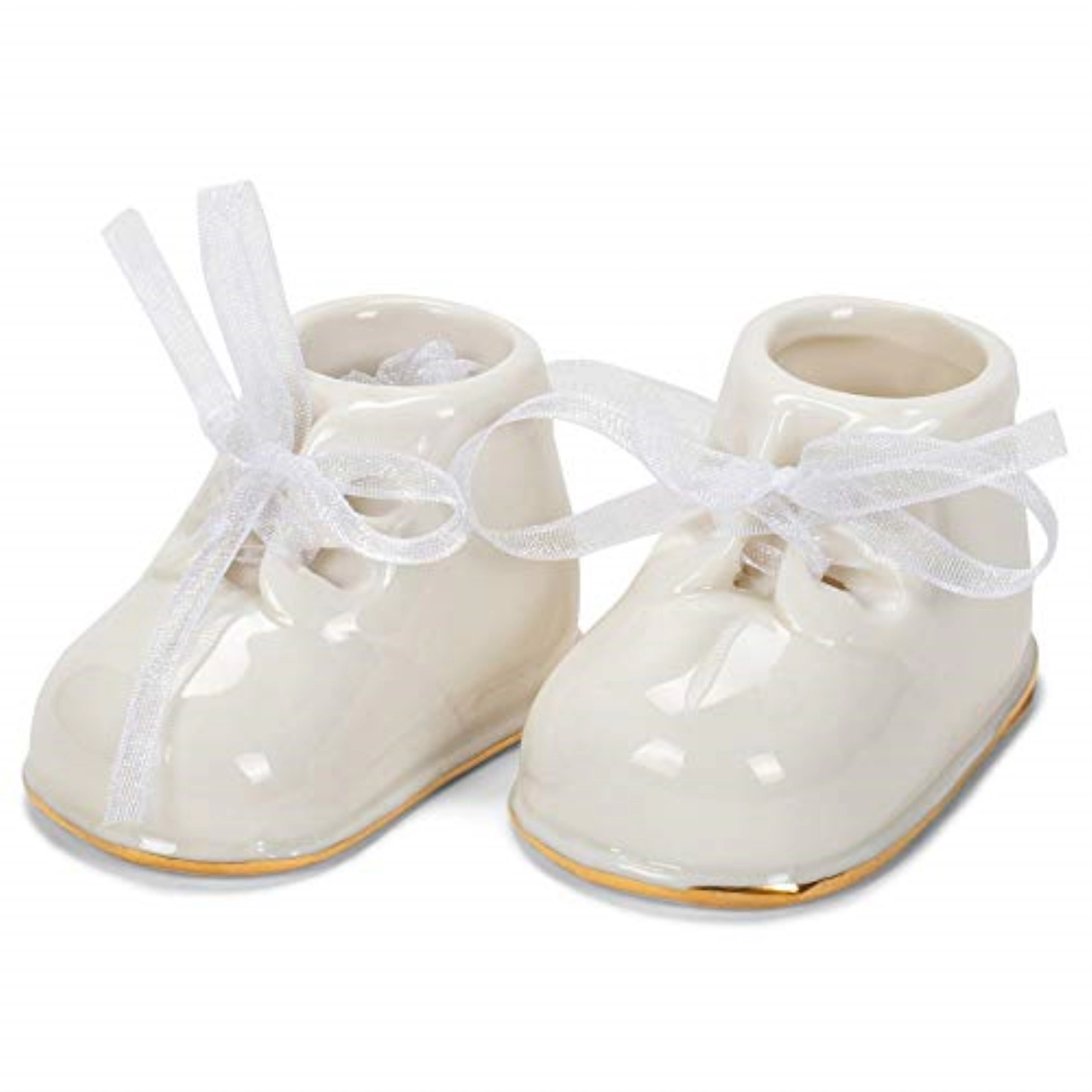 Ganz White Baby Booties Porcelain Christmas Tree Ornament 2 Piece Set