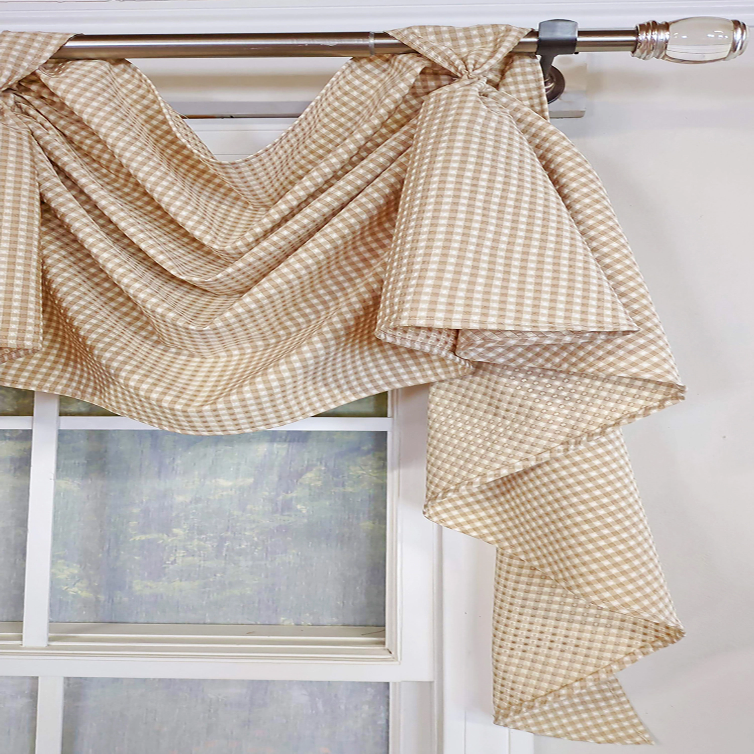 RLF Home Colburn 3-S Victory 100% Cotton Tab Top Swag Window Curtain 54" x 25" Natural