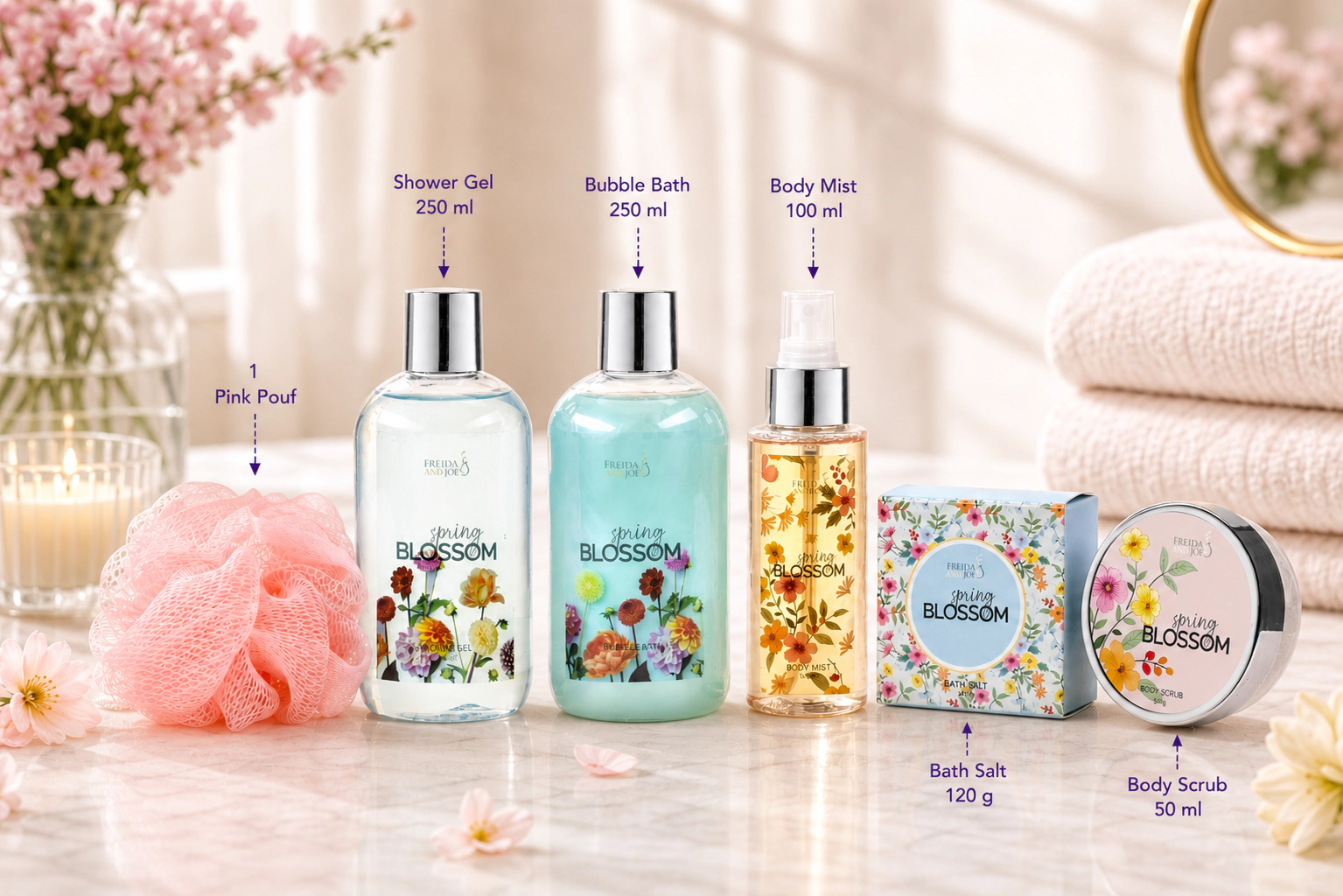 Freida and Joe  Women Spring Blossom Spa Gift Basket For Mom
