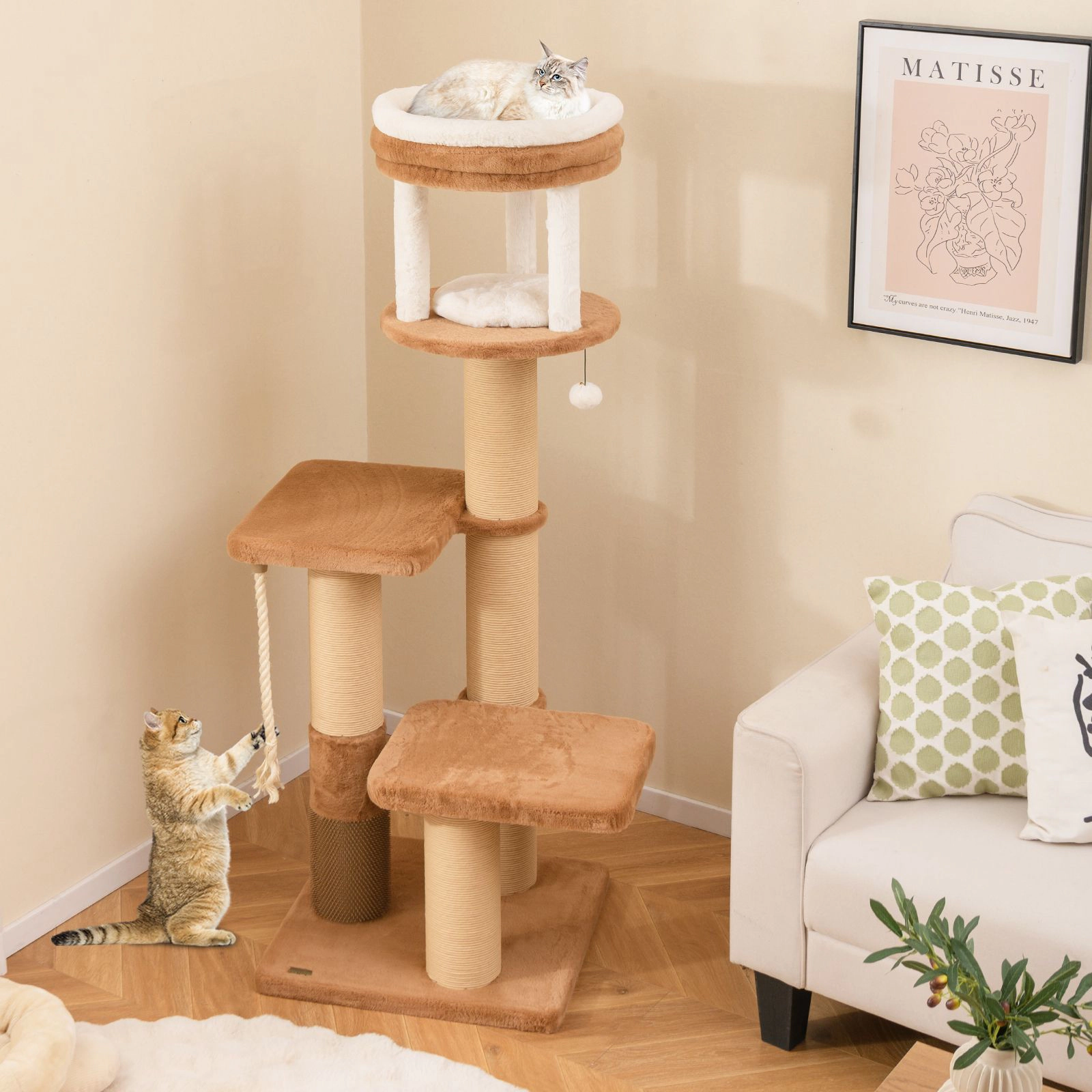 SlickBlue 65" Cat Tower with Perches and Scratching Posts