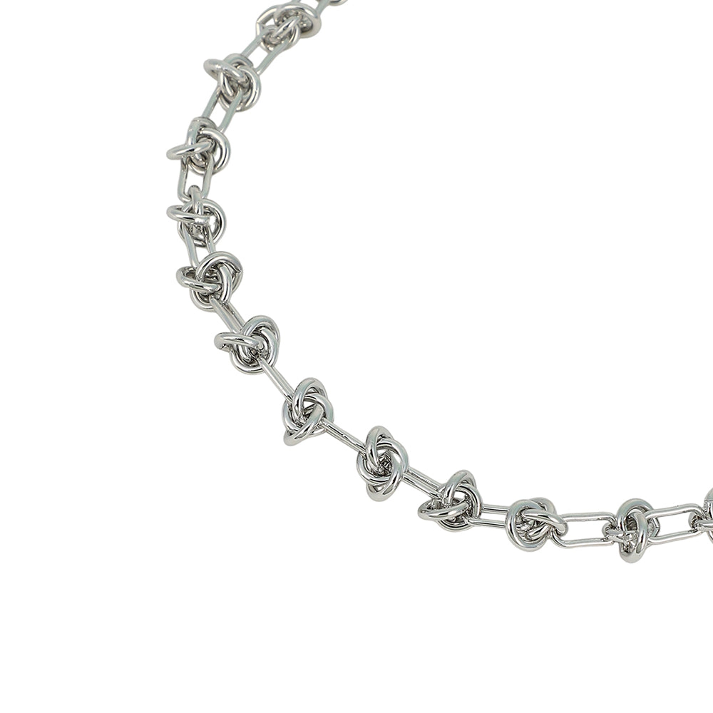 SOHI Women's The Knot-Link Chain Necklace - Metallic Silver