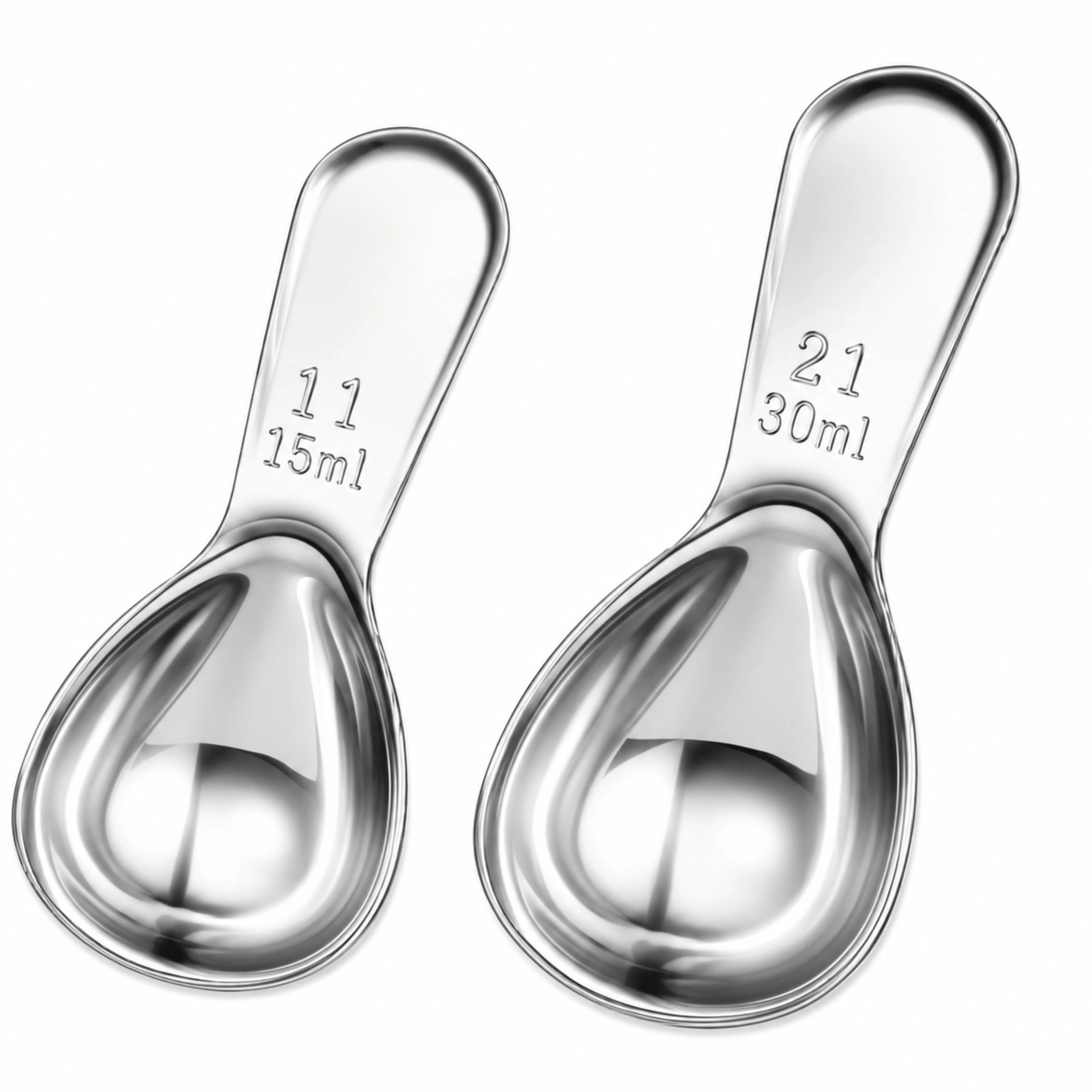 Home Collection Pack of 2 Stainless Steel Coffee Measuring Scoop Set 15ml & 30ml