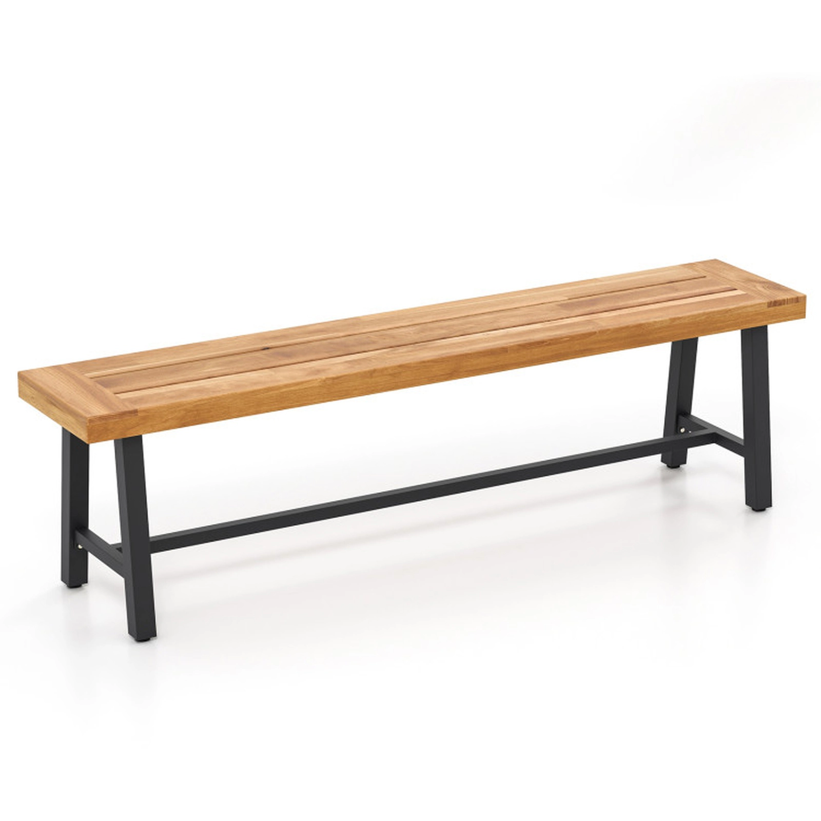 SUGIFT 63-Inch Natural Acacia Wood Outdoor Bench, 3-Seat Backless Design, 800-Lb Capacity