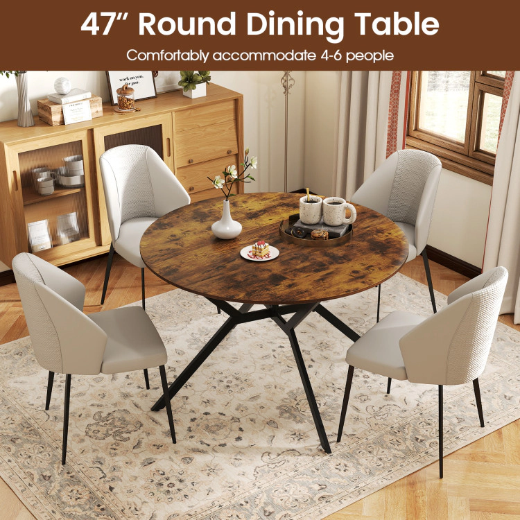 Hivvago Space-Saving Round Dining Table, 47", with Foldable Drop-Leaf Extension