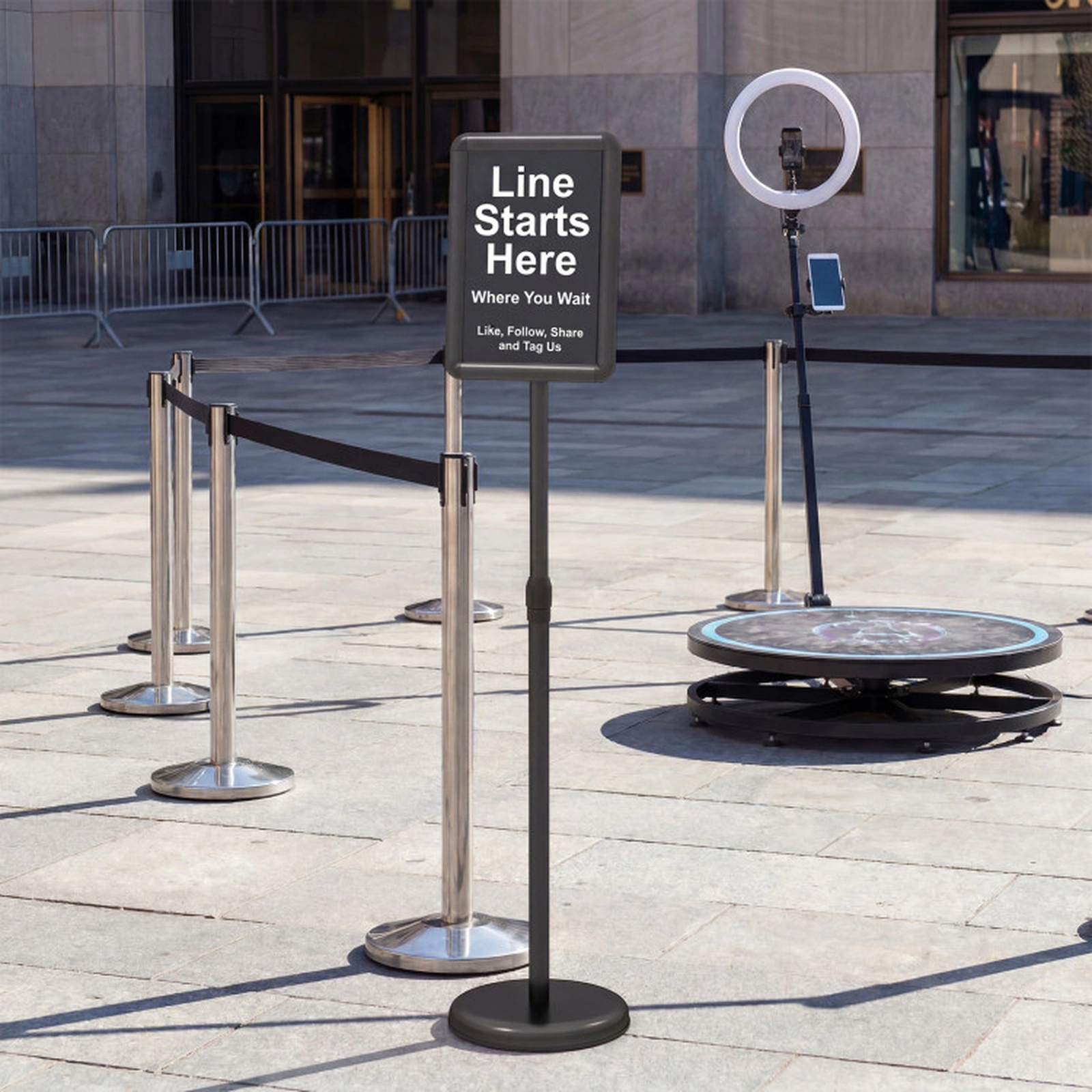 SUGIFT 8.5-in x 11-in Snap-Open Sign Holder Stand with 360-Degree Rotation and Adjustable Height