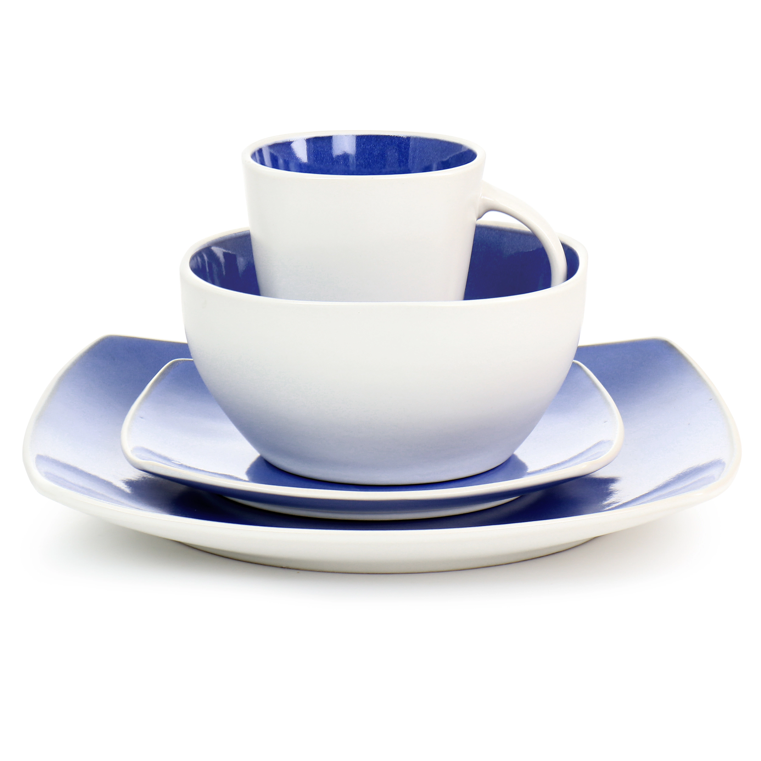 Gibson Elite Soho Lounge 16 Piece Stoneware Dinnerware Set in Cobalt