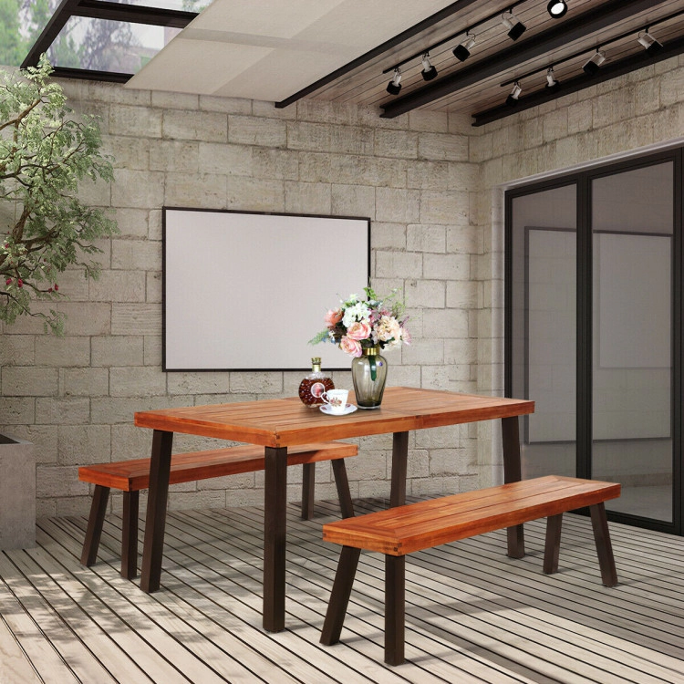 Hivvago Rectangular Acacia Wood Rustic Dining Furniture Table