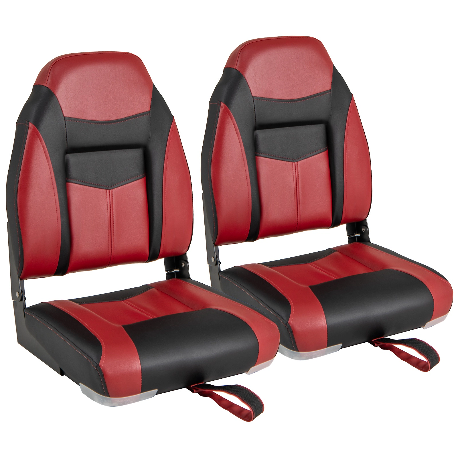SUGIFT Set of 2 Red High-Back Folding Boat Seats, 250 lb Capacity, Aluminum Hinges