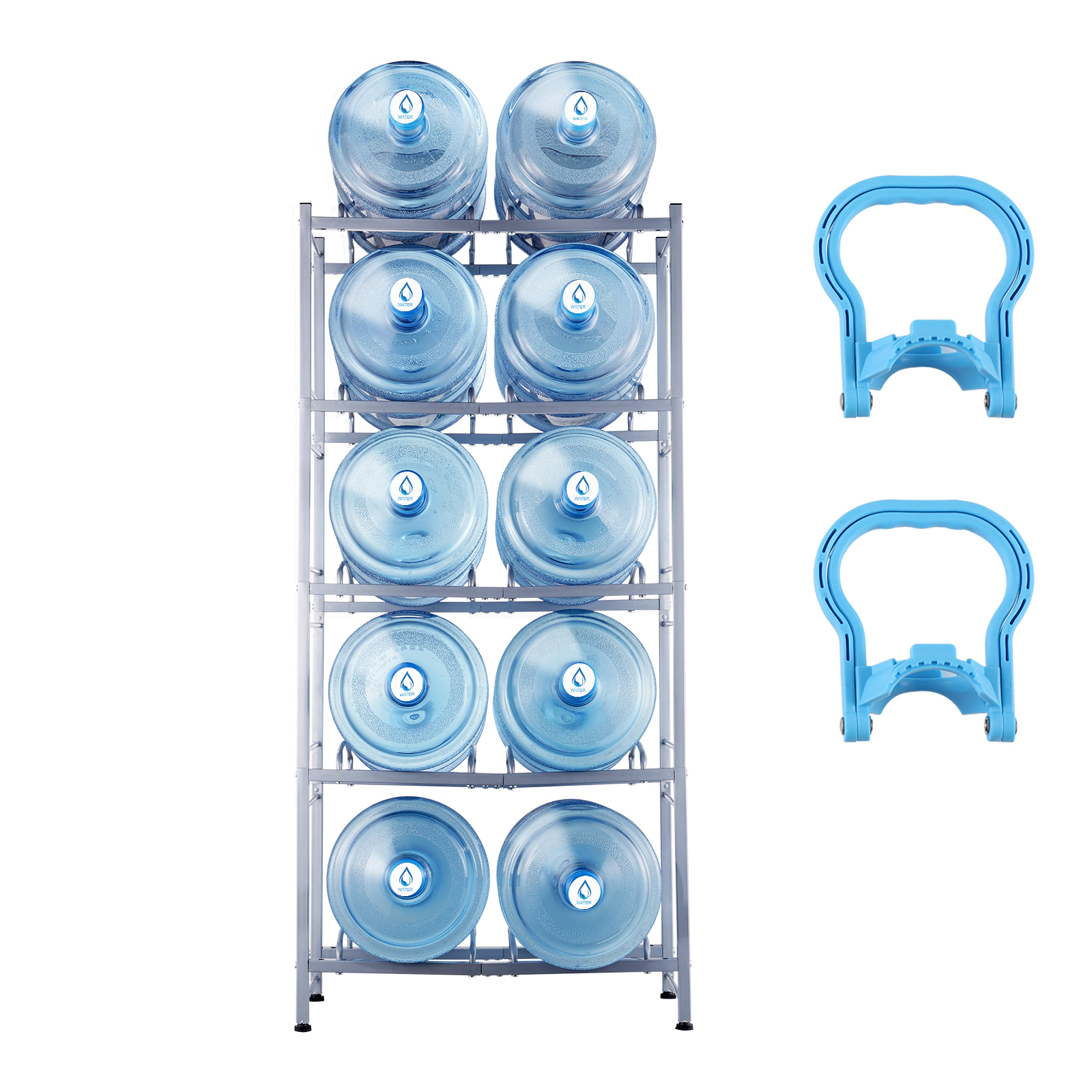 HONGGE Water Jug Holder 5 Gallon Water Bottle Holder Double Row Water Bottle Rack for Heavy Duty Water Jug Rack for