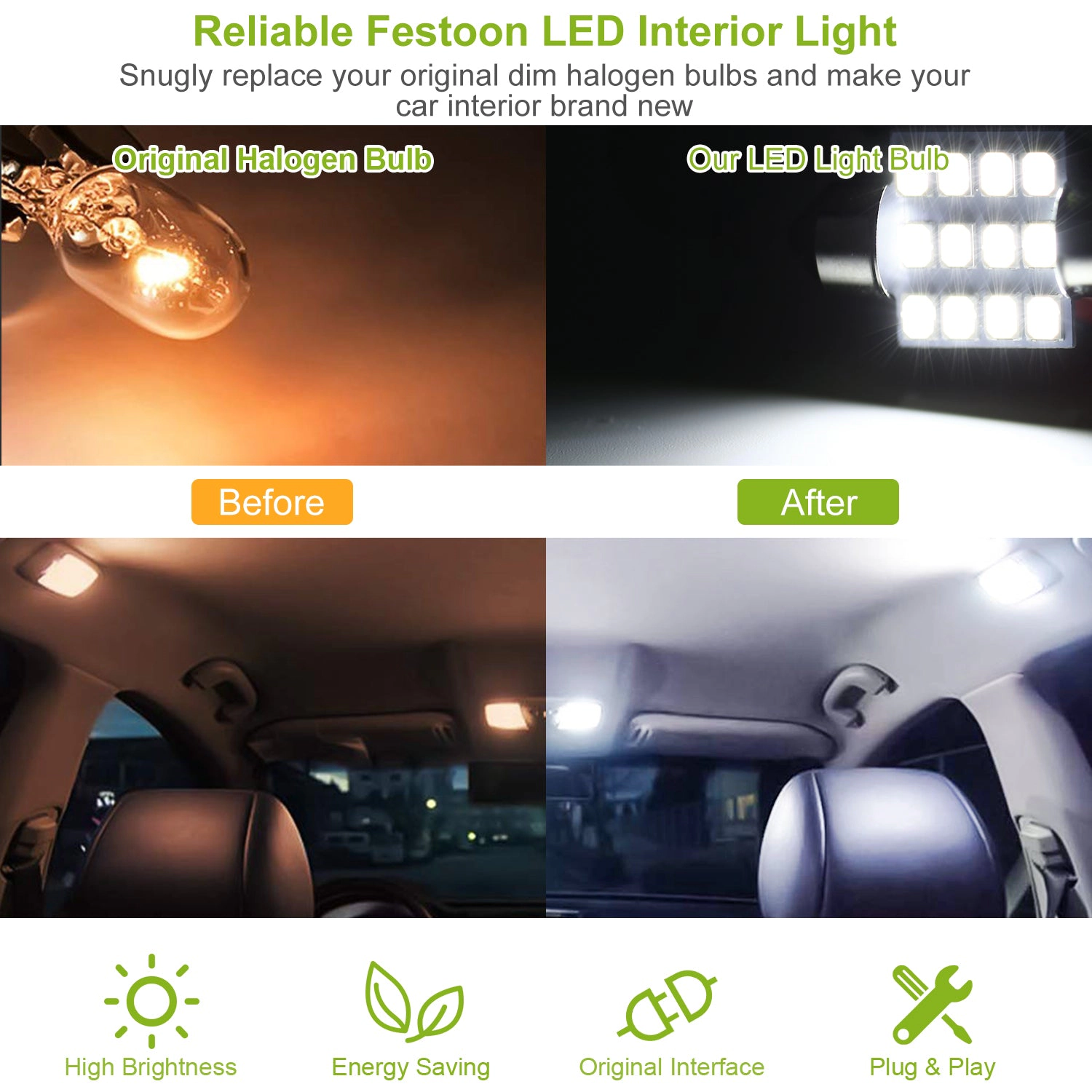 GBruno 13-Piece LED Car Interior Light Bulb Kit