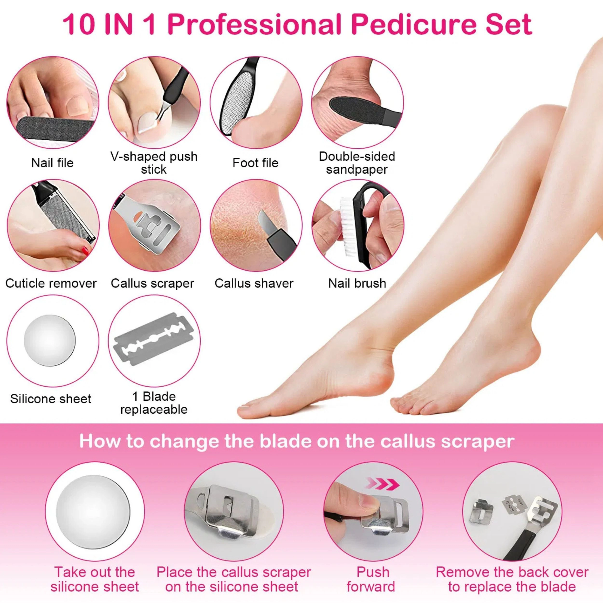 SS Design 17 Piece Electric Foot Callus Remover Rechargeable Pedicure Kit
