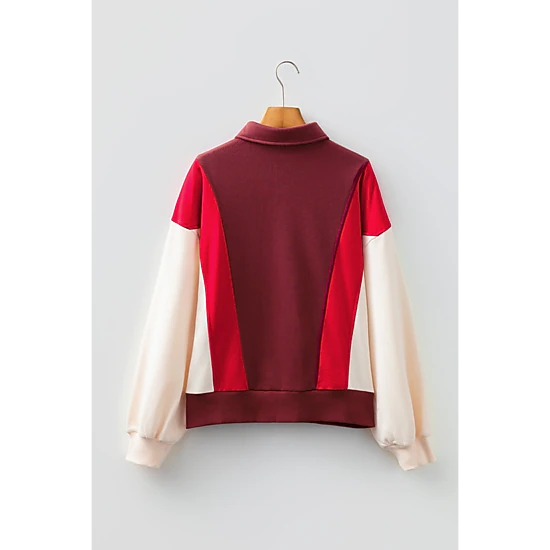 Threaded Pear Women's Whitley Patchwork Snap Oversize Hoodie