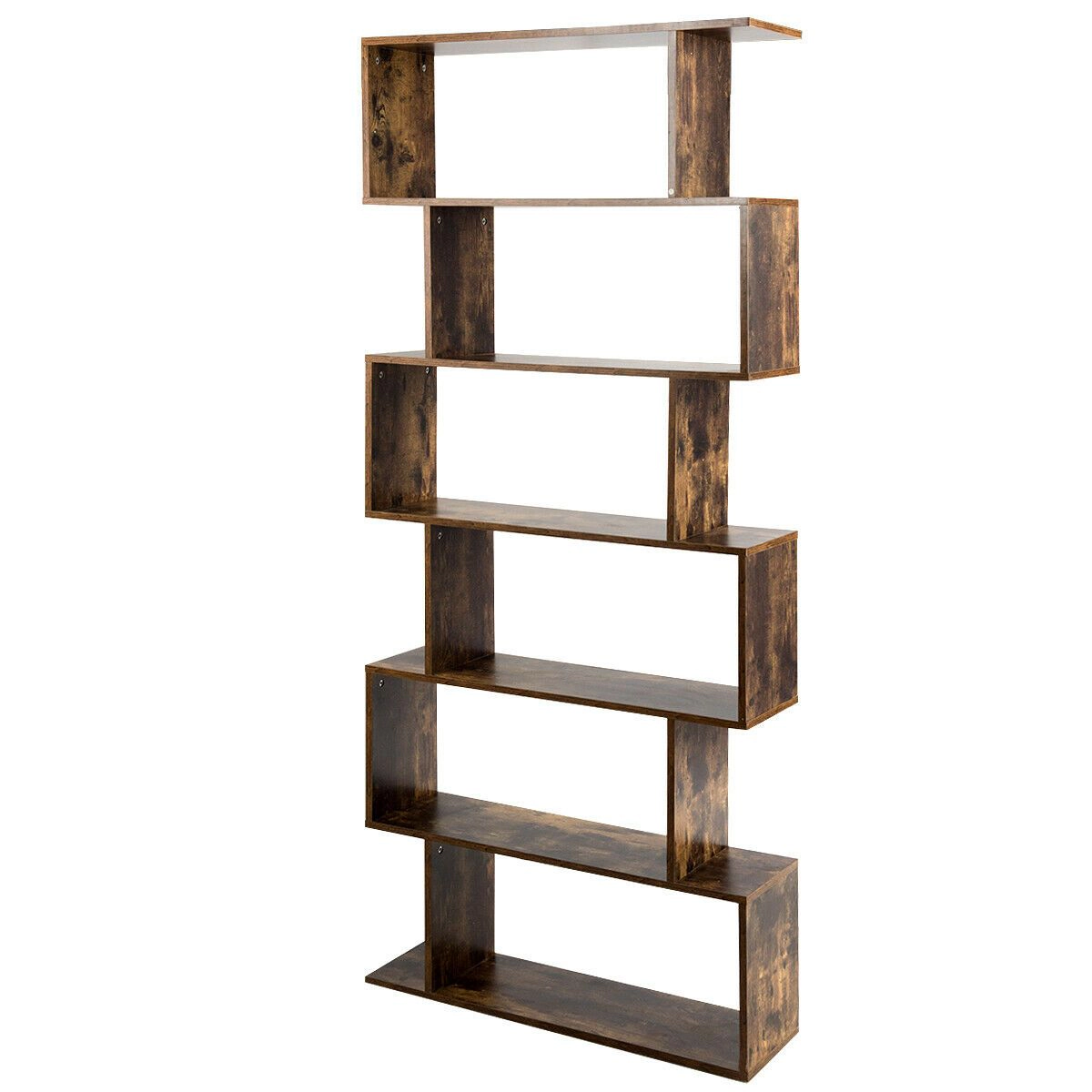 SlickBlue 6-Tier S-Shaped Bookshelf, Freestanding Display Shelf