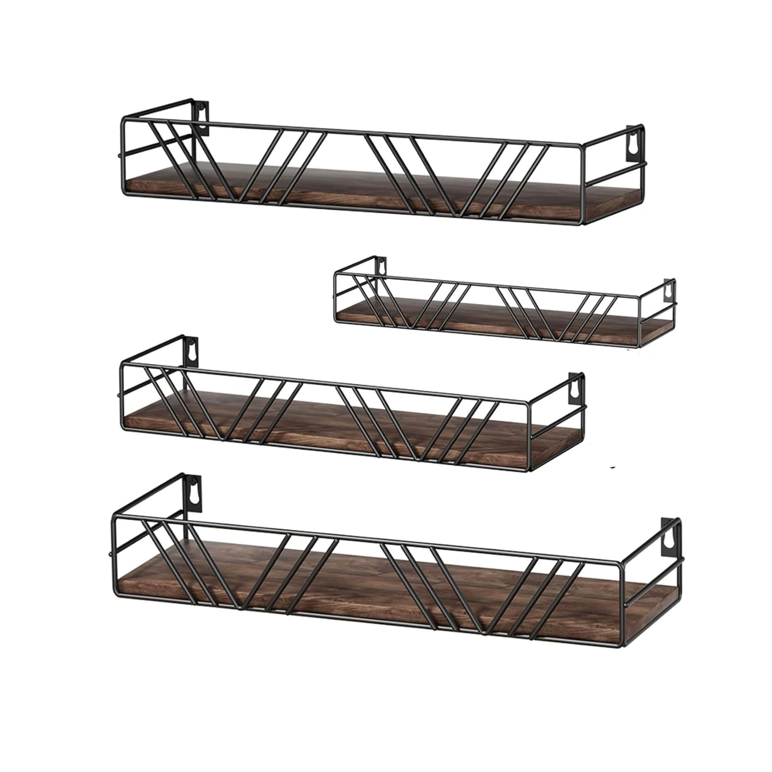 Stock Preferred Pack of 4 Wood Floating Wall Shelves Different Sizes