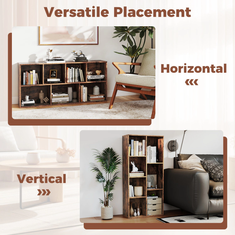 Hivvago Vertical or Horizontal Freestanding Bookshelf with 7 Compartments