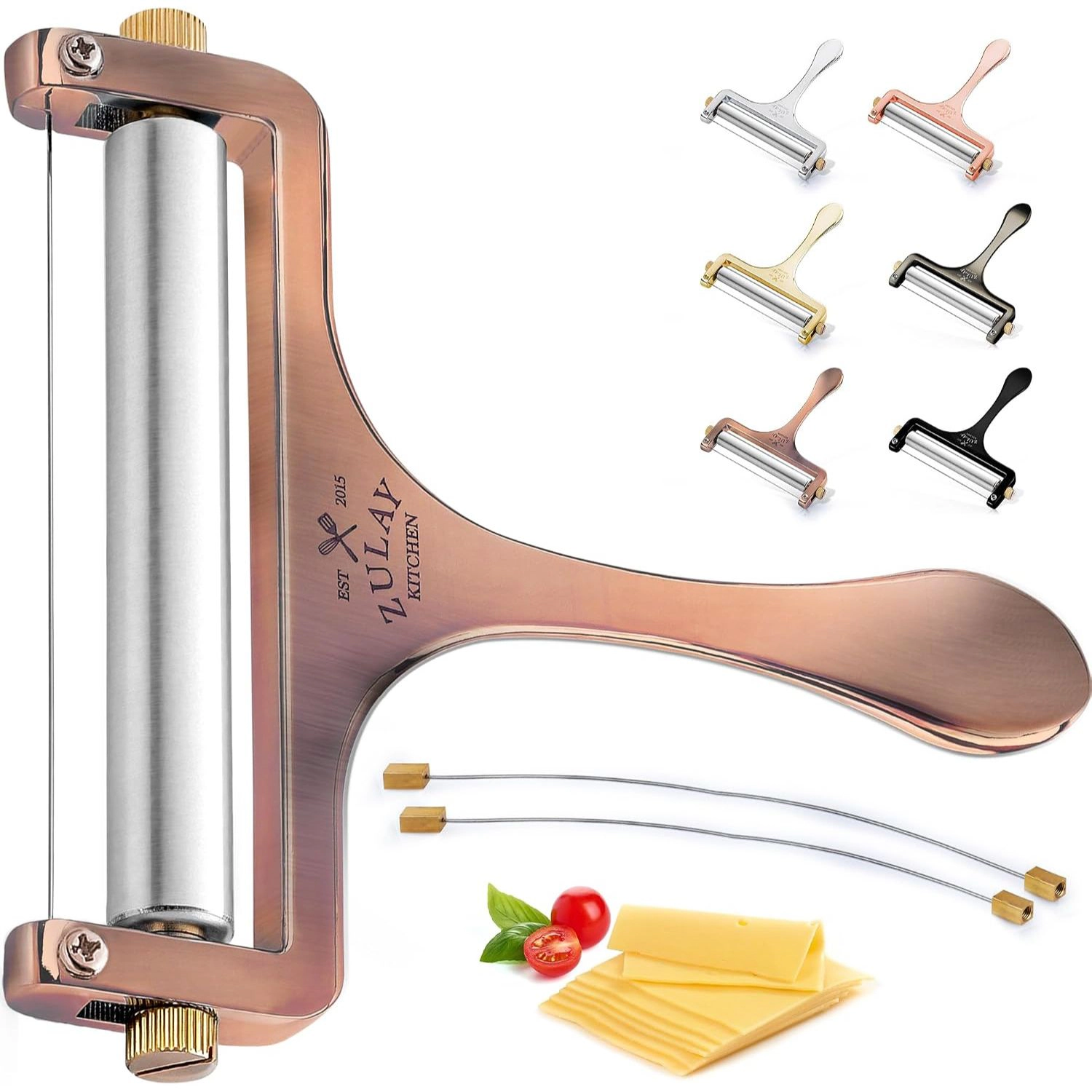 Zulay Kitchen Cheese Slicer with Adjustable Thickness and 2 Extra Wires