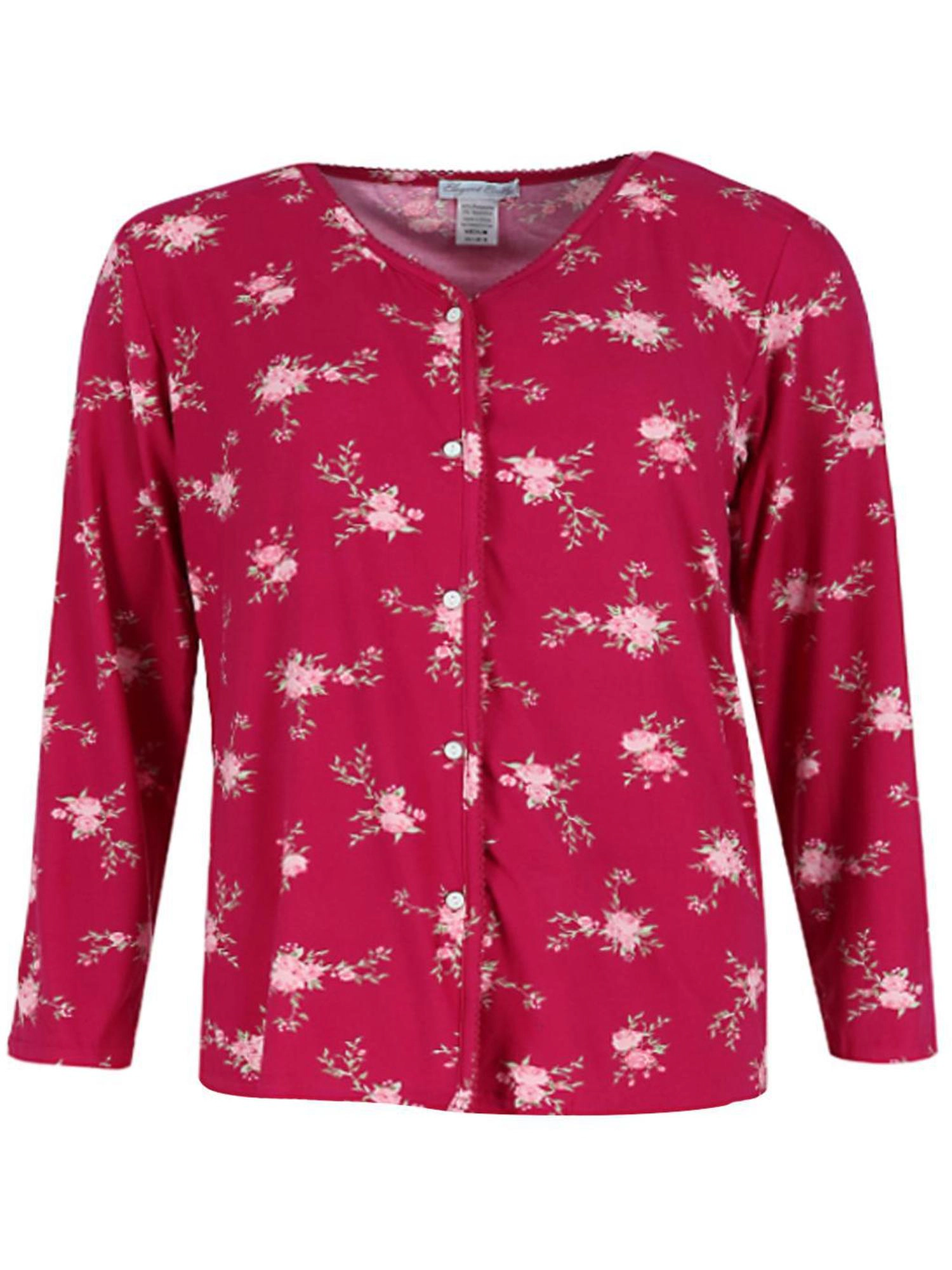 Elegant Emily Women's Plus Size Burgundy Floral Pajama Set