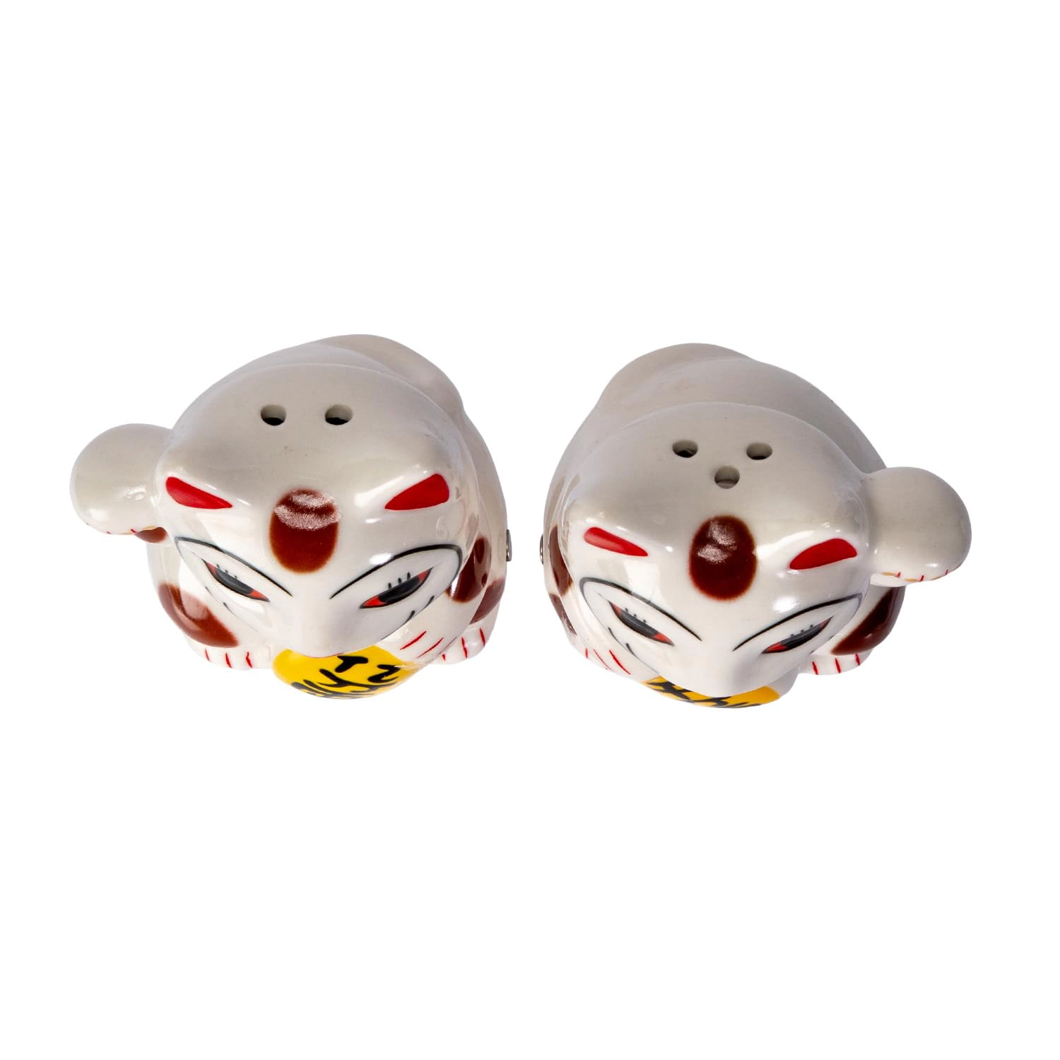 Pacific Giftware Japanese Maneki Neko Lucky Cat Magnetized Ceramic Salt and Pepper Shakers