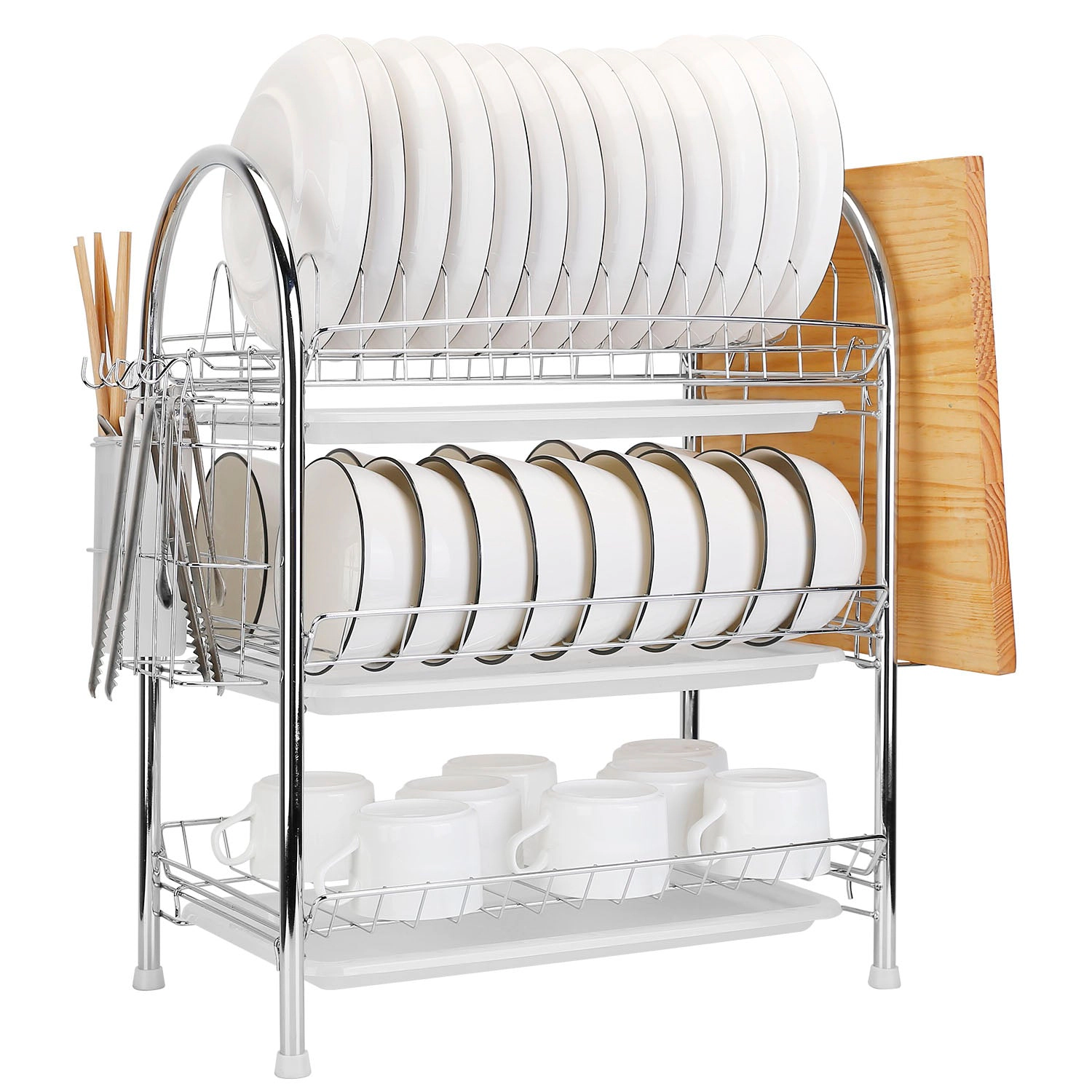 GBruno 3-Tier Dish Drying Rack With Drain Trays