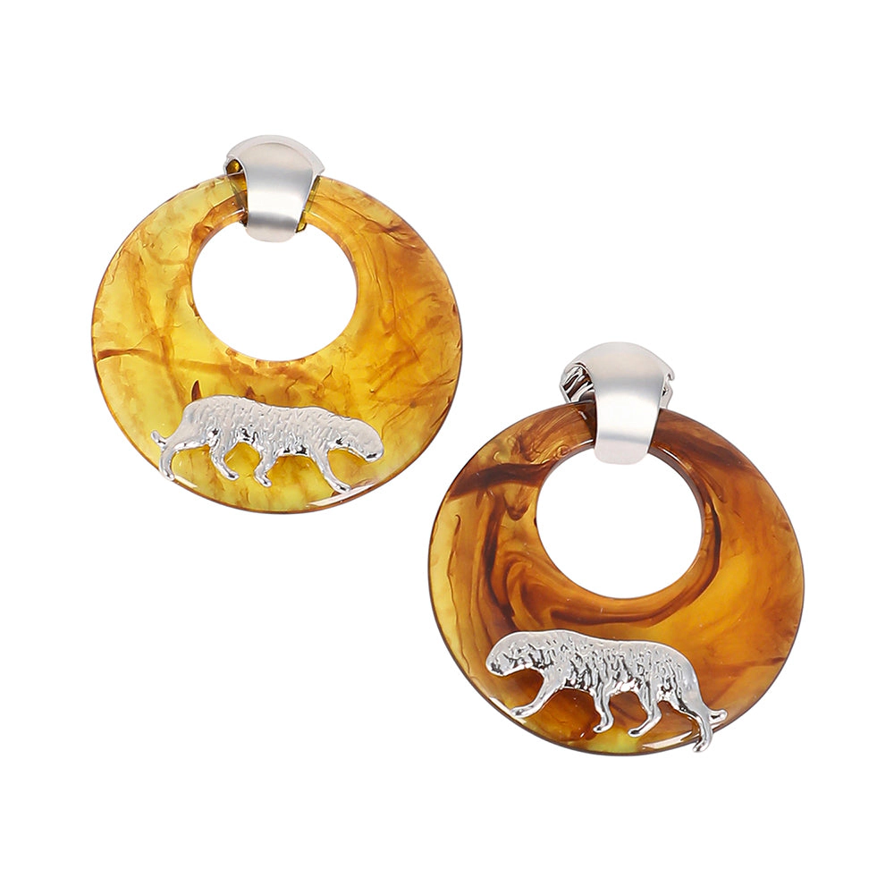 SOHI Women's The Circular-Panthera Statement Earrings - Metallic Silver