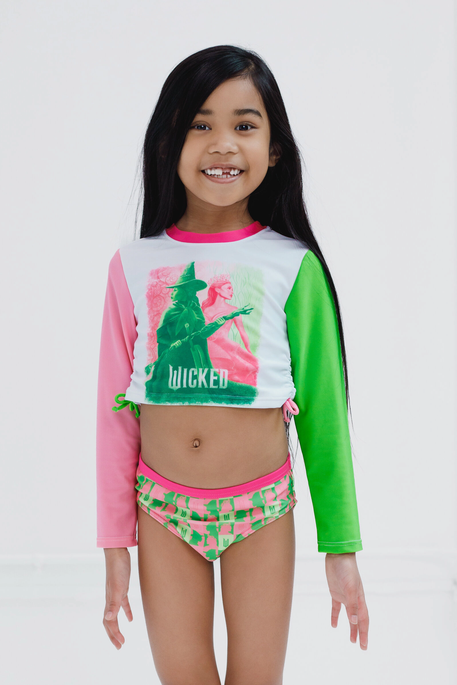 Wicked Girls' Cropped Swimwear Rash Guard and Bikini Set