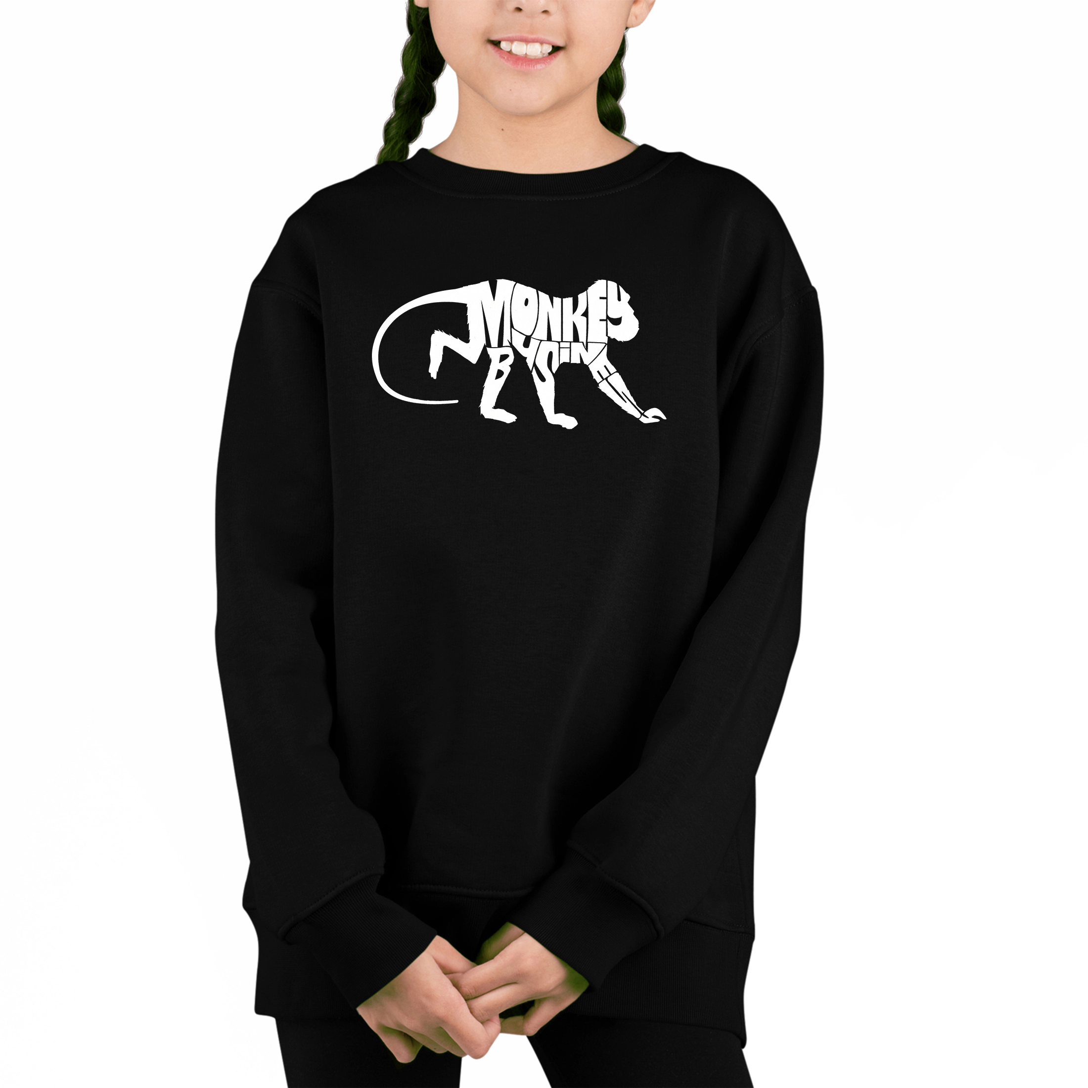 LA Pop Art Girl's Word Sweatshirt - Monkey Business