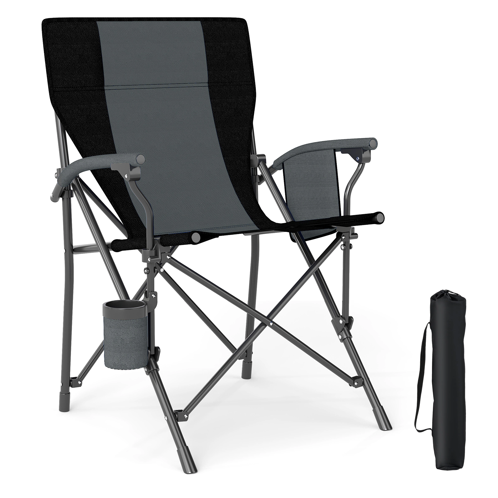 LJG Portable Folding Oxford Cloth Camping Chair with Cup Holder and Side Pocket