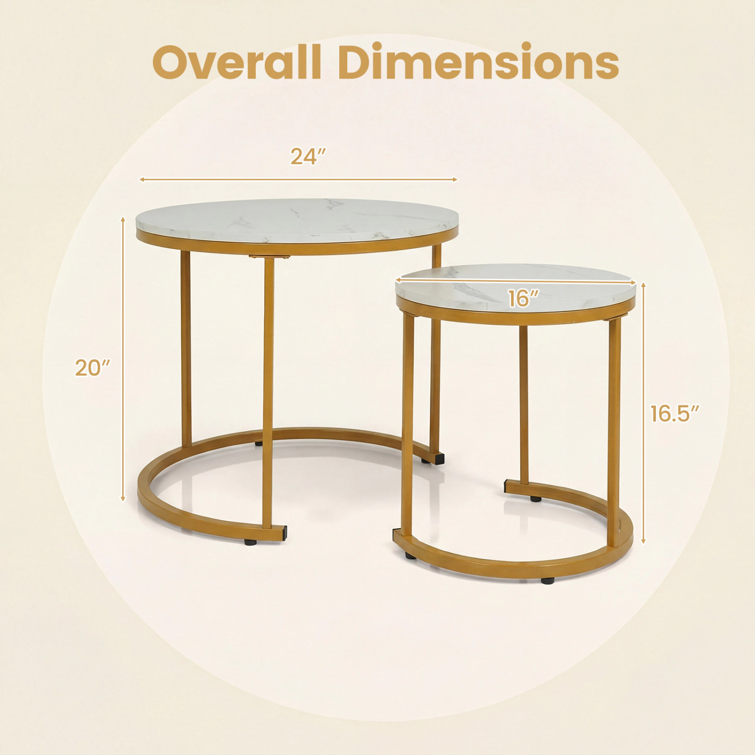 LJG Set of 2 Modern Round Stacking Nesting Coffee Tables