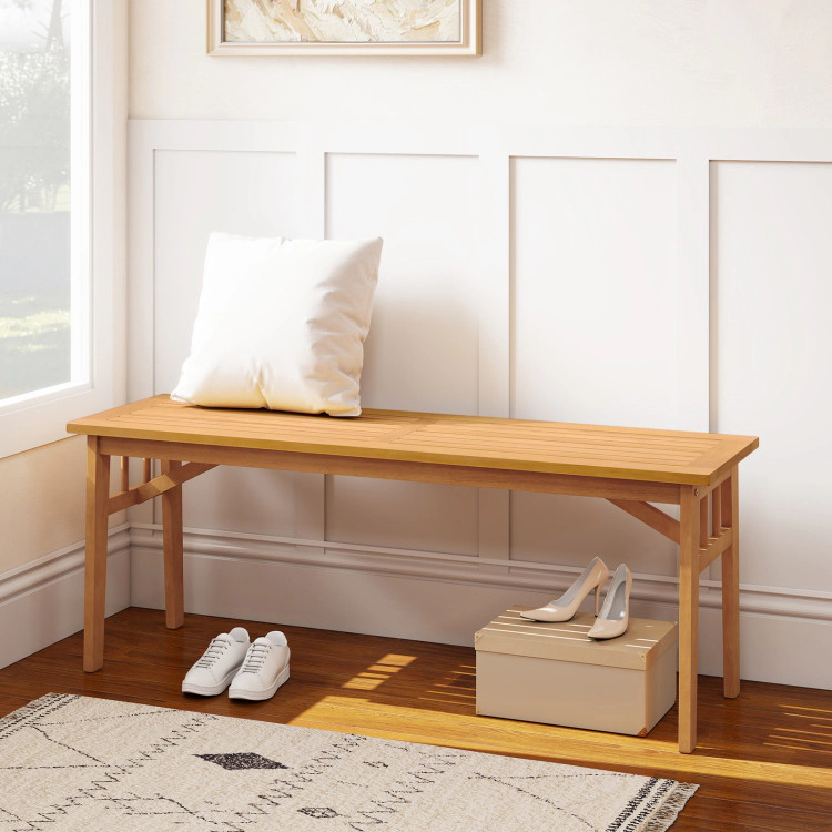 Hivvago 48 Inches Acacia Wood Bench With Breathable Slat Seat And Stable Triangular Structure