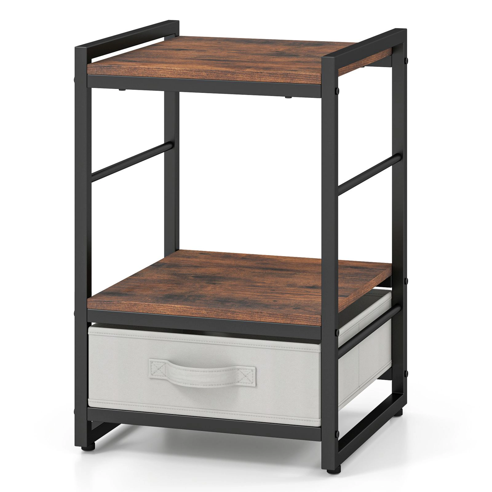 SlickBlue Unisex Industrial Rustic Storage Nightstand Bedside Table