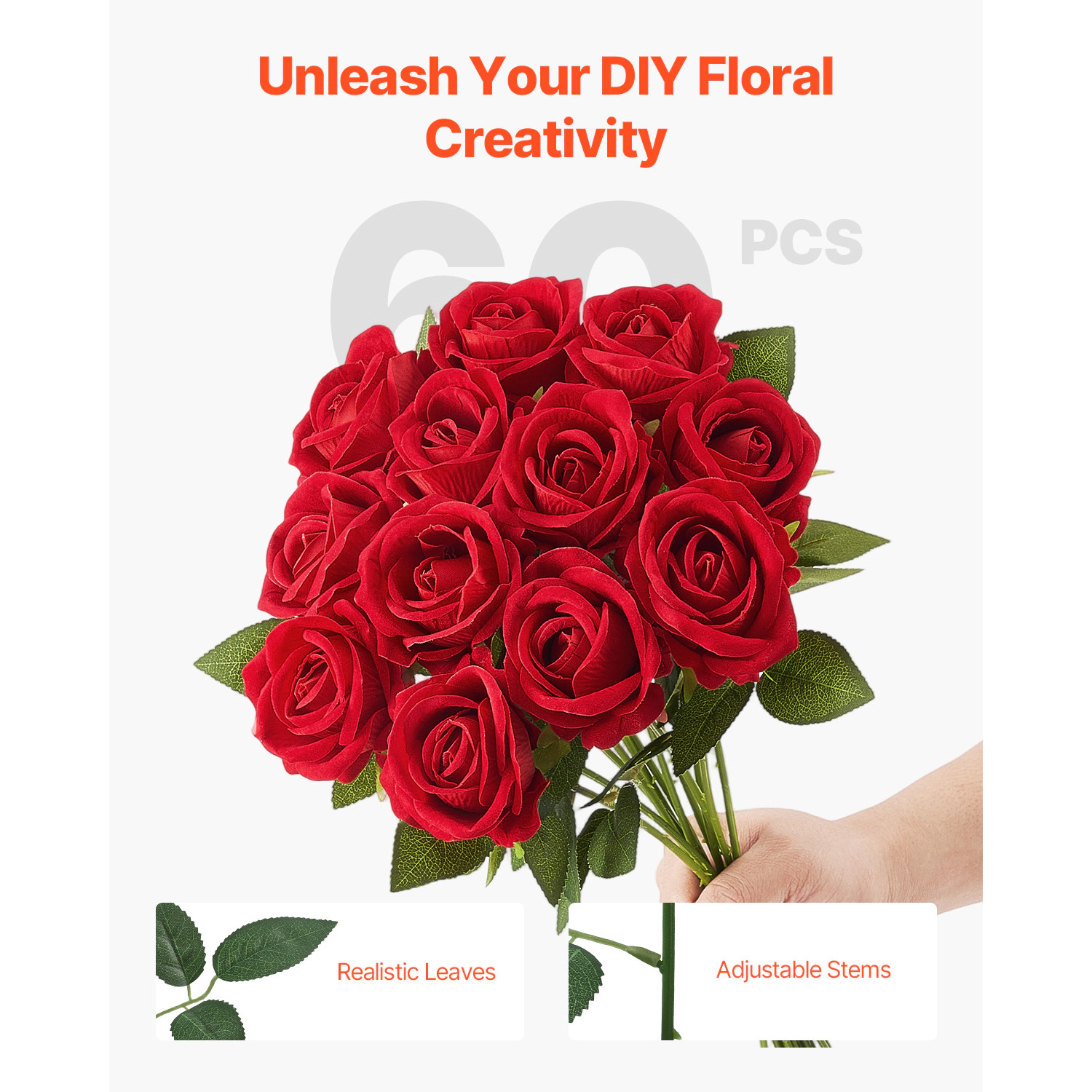 HONGGE Artificial Flowers Real Looking Foam Fake Roses Bulk Faux Bridal Shower with Stems for DIY Wedding Bouquets Home