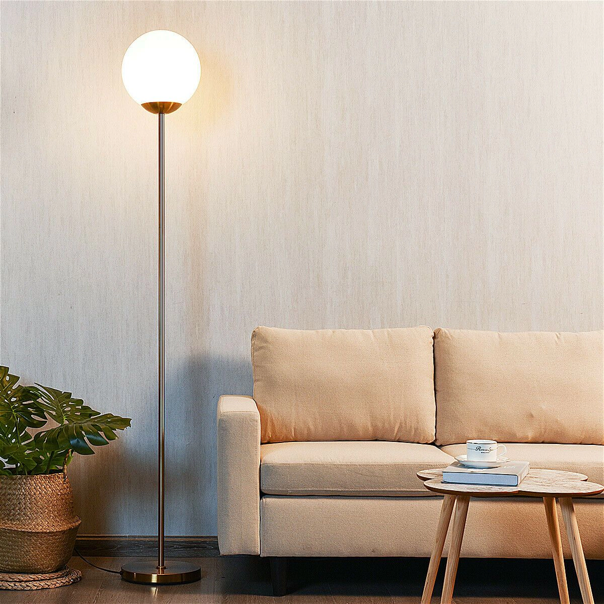 SlickBlue Modern Globe Floor Lamp, 67-Inch, E26 LED Bulb