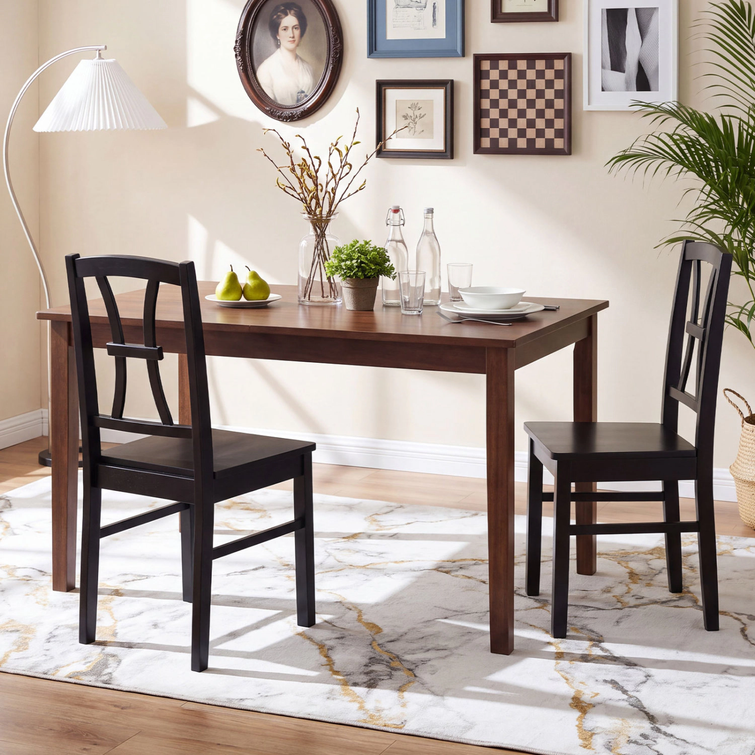 LJG 400 lbs Capacity Dining Chair Set of with Cross Backrest and Rubber Wood Frame