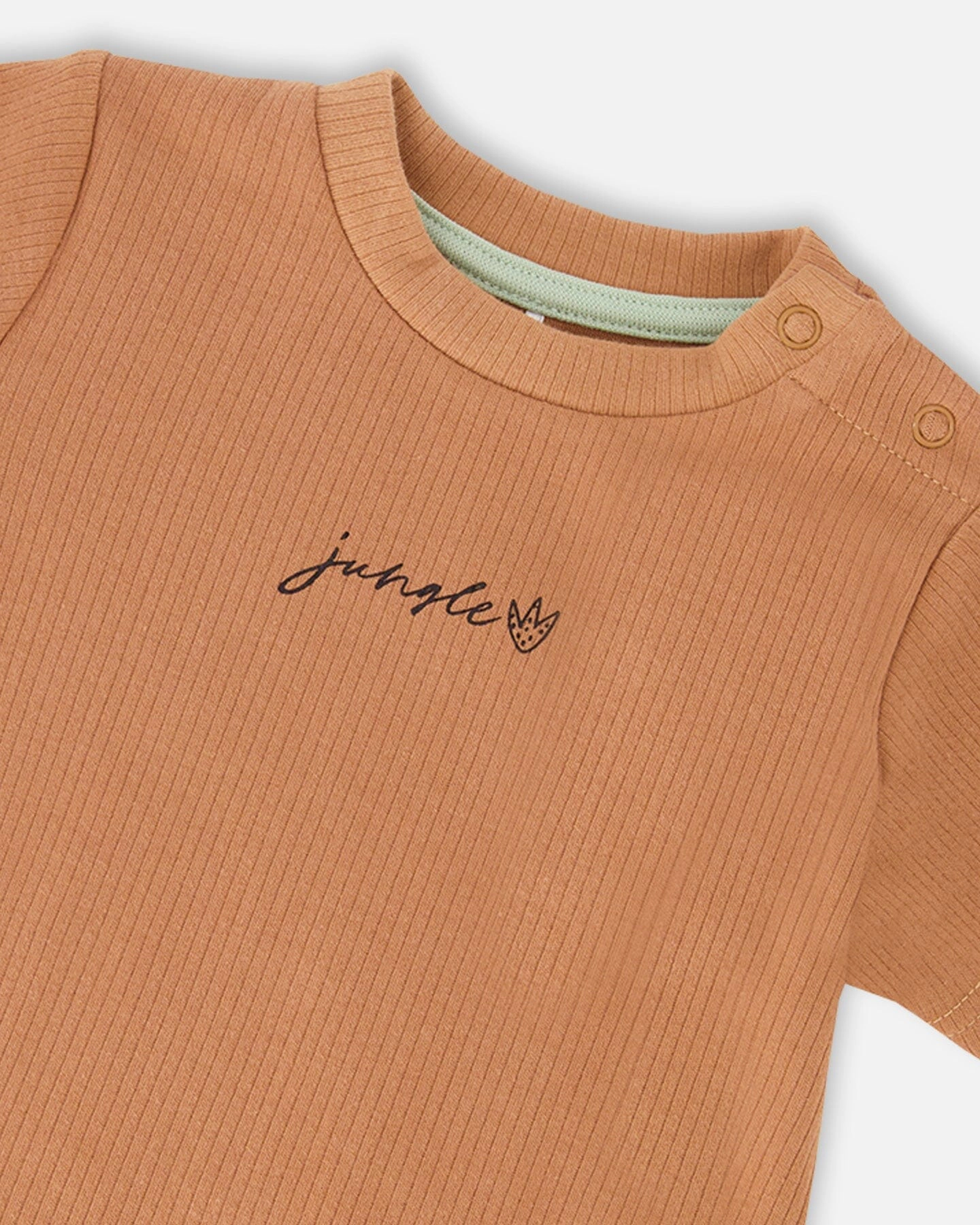 Deux par Boys Cotton Rib Jersey T-Shirt and Organic Short Set Caramel Zebra Print
