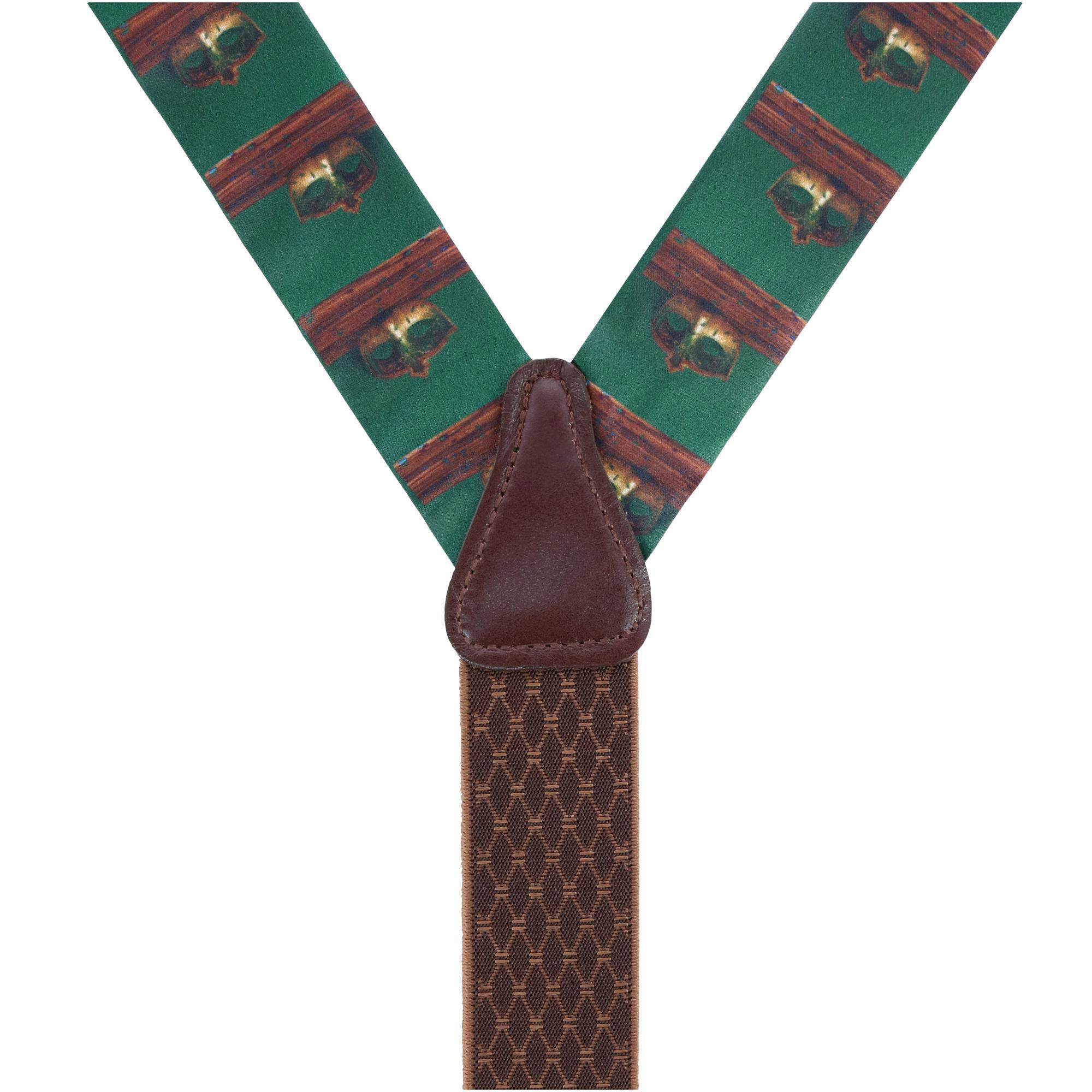 Trafalgar Men's Secret Identity Mardi Gras Mask Silk Button End Suspenders