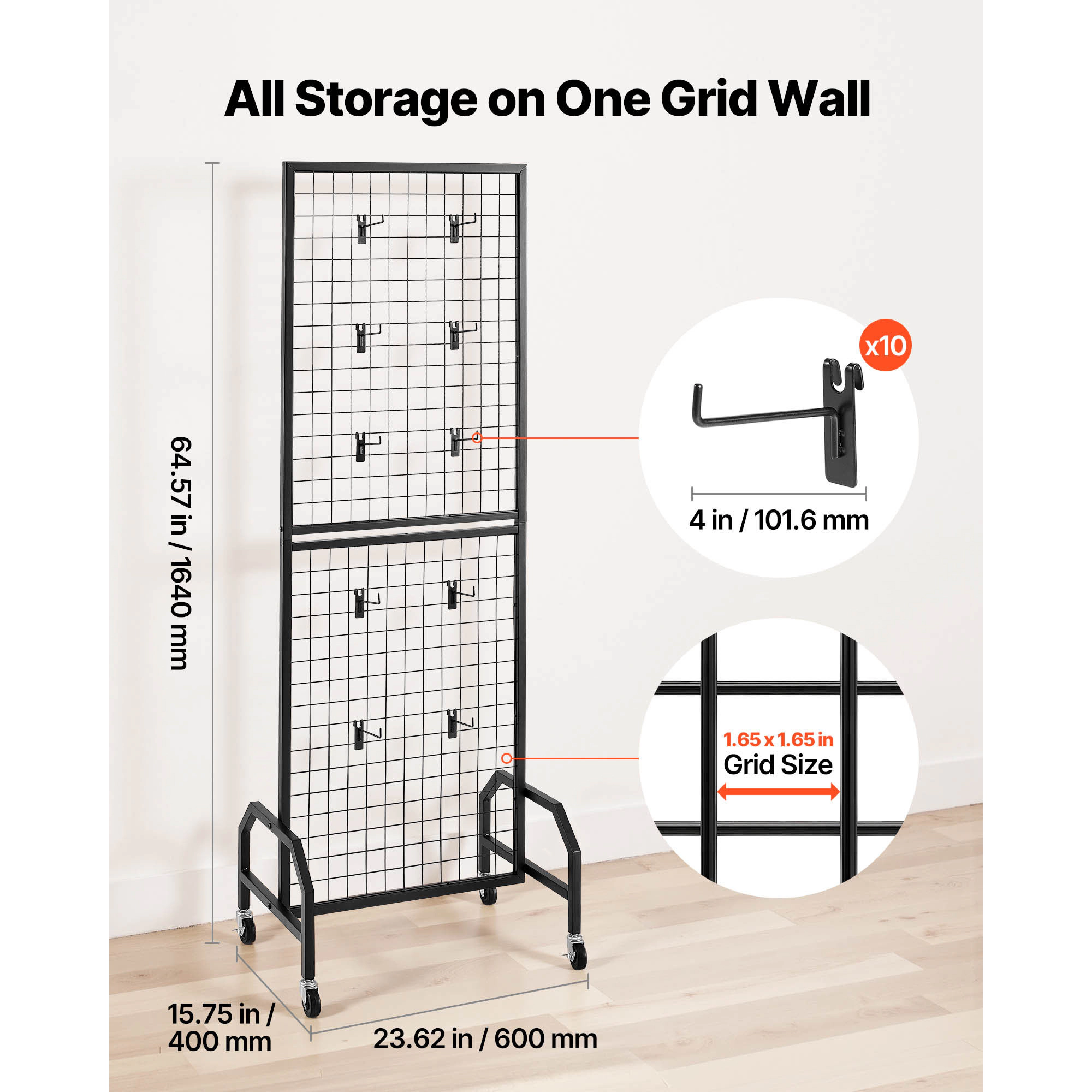 HONGGE Grid Wall Wire Grid Panels Display Art Display with and Hooks Gridwall for Craft