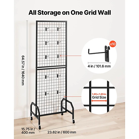 HONGGE Grid Wall Panels, Wire Gridwall Display Rack for Art Craft Shows