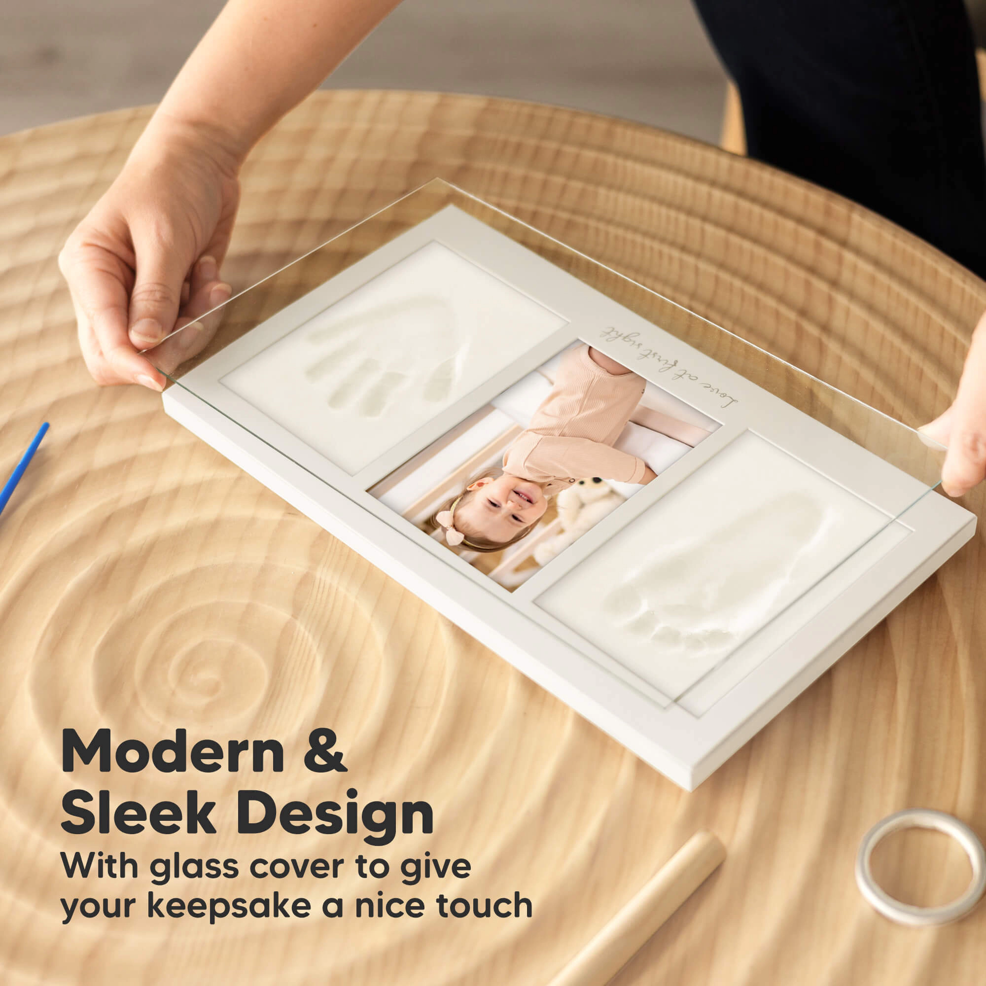 KeaBabies Baby Handprint & Footprint Keepsake Duo Frame for Girls and Boys